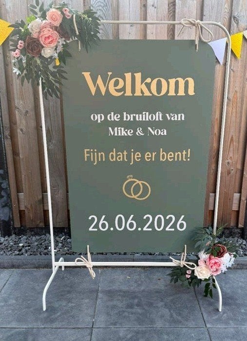 Welkomstbord Bruiloft -zelf te personaliseren, Ophalen, Zo goed als nieuw, Groen, Accessoires