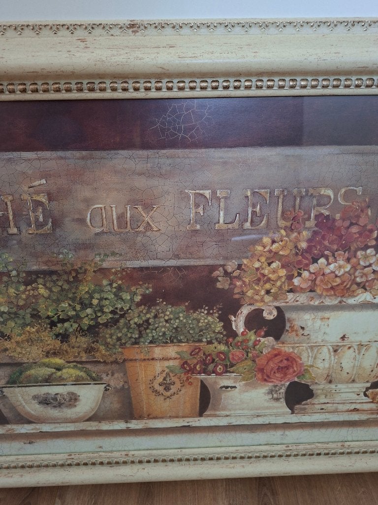 Kathryn White Marché aux Fleurs schilderij in houten lijst, Ophalen, Realistisch, Ingelijst, Bloemen