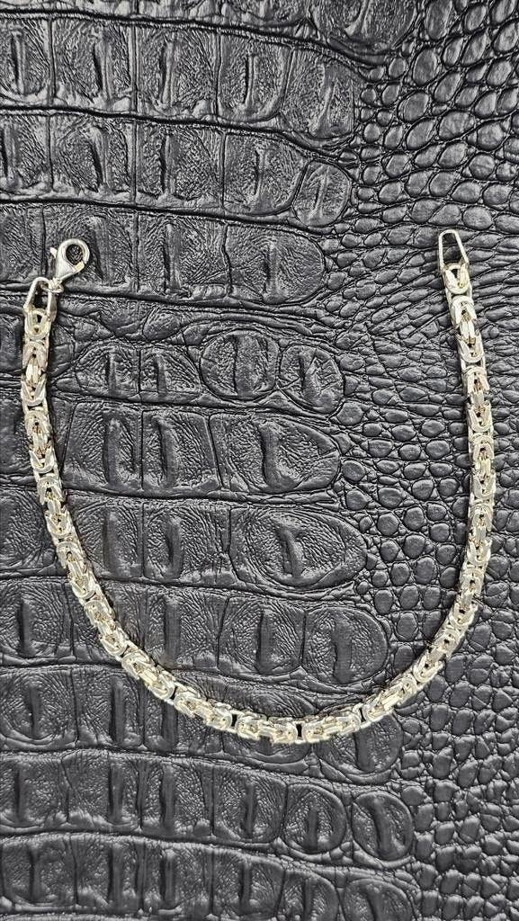 925 Zilveren Platte Koningsschakel Armband 22cm / 7mm, Ophalen of Verzenden, Nieuw, Zilver, Zilver