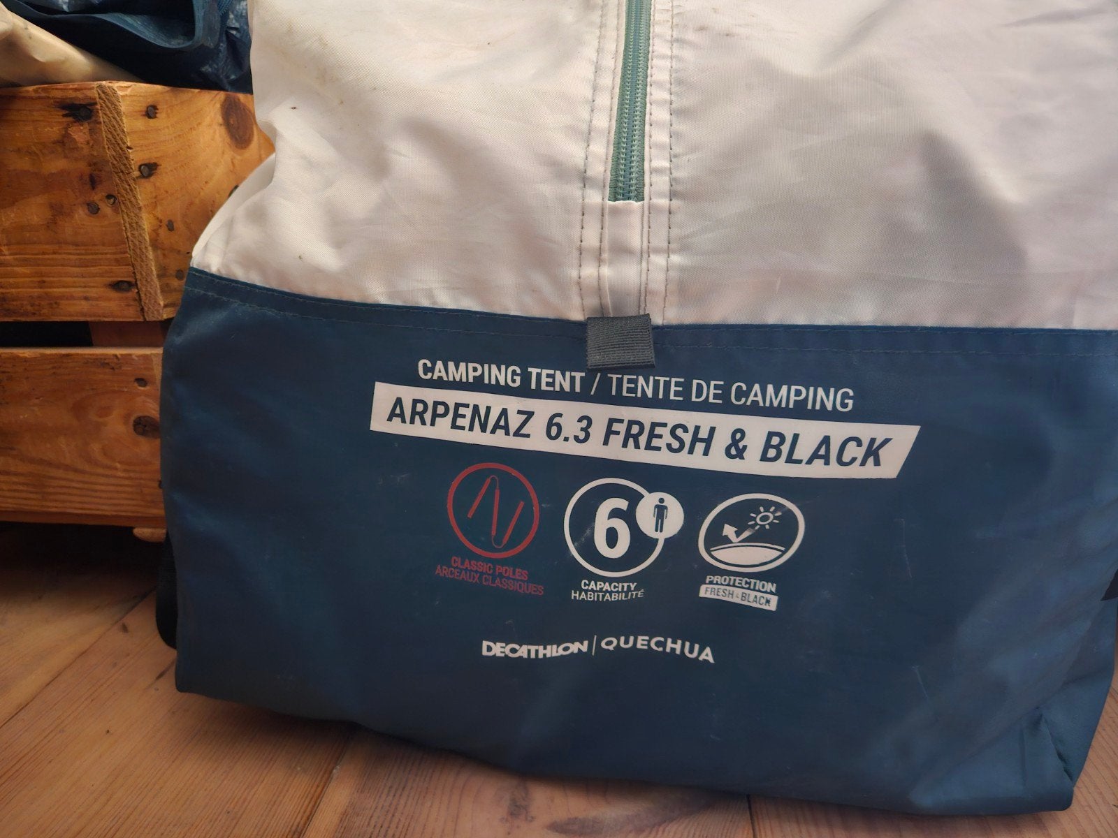 Decathlon Quechua Arpenaz 6.3 Fresh & Black familietent, Ophalen of Verzenden, Gebruikt, Tot en met 6