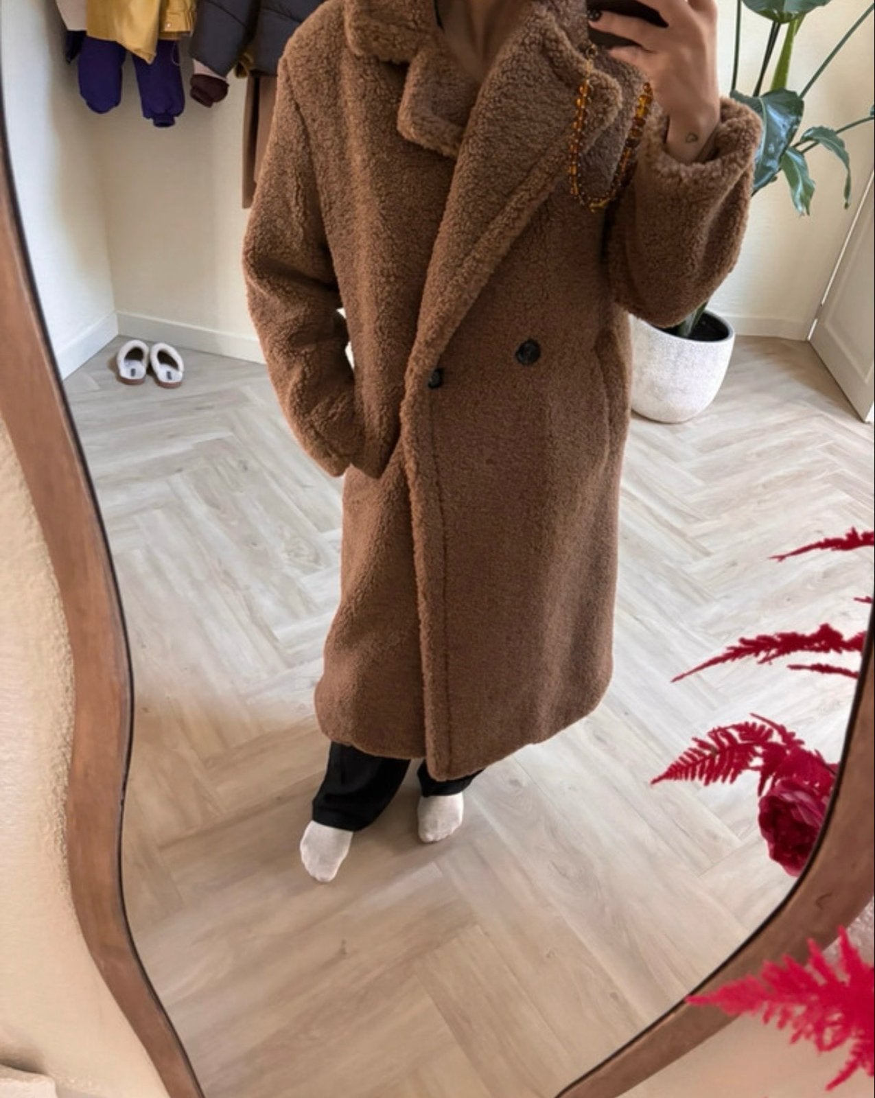 Teddy jas BERSHKA maat M, Ophalen of Verzenden, Gedragen, Maat 38/40 (M), Bruin