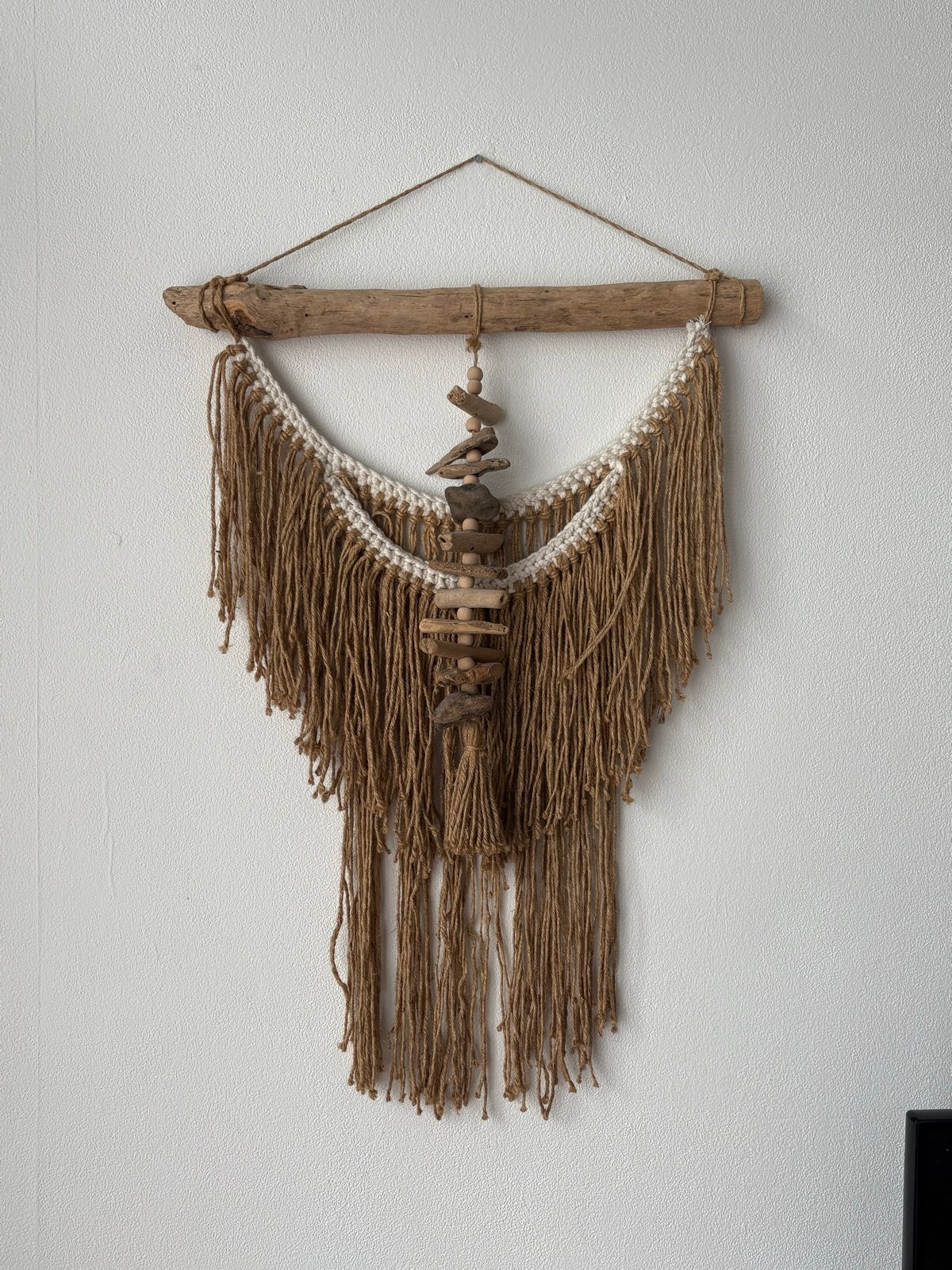 Boho Wandhanger van drijfhout en touw, Huis en Inrichting, Ophalen, Hout, Zo goed als nieuw, Bruin