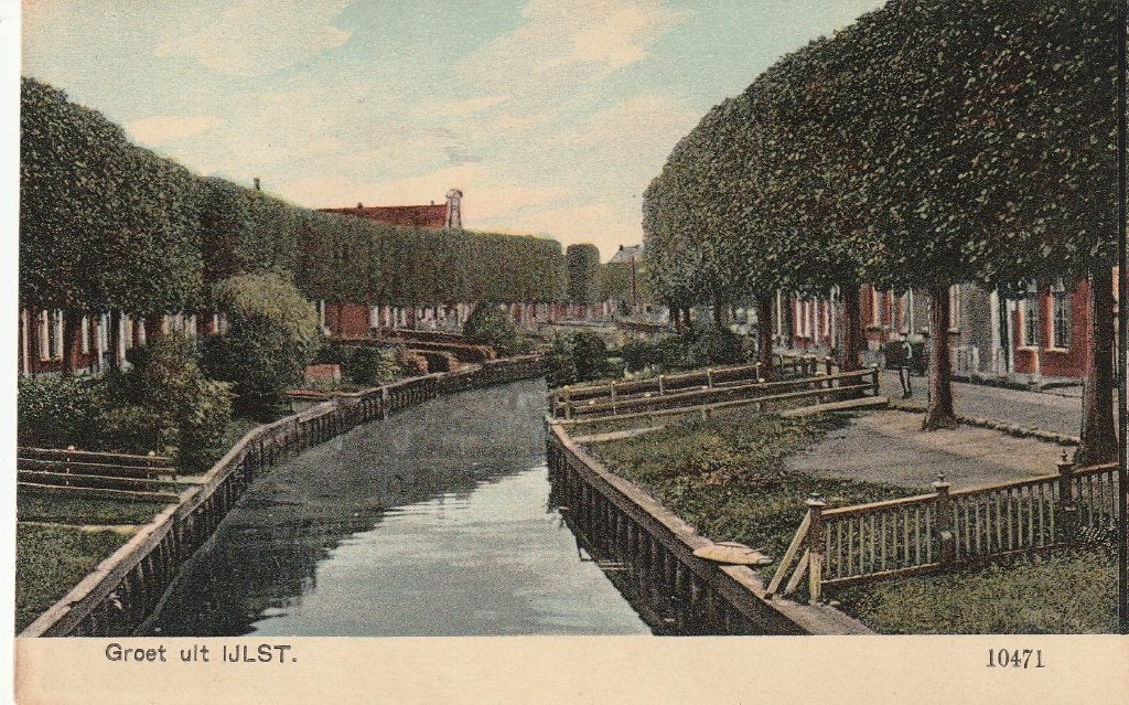 IJlst Prachtige Oude Ongelopen Kaart met een Groet., Ophalen of Verzenden, Voor 1920, Ongelopen, Friesland