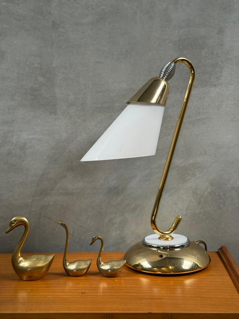 Mid Century messing  bureaulamp / tafellamp, Overige materialen, Q, Q, Ophalen of Verzenden