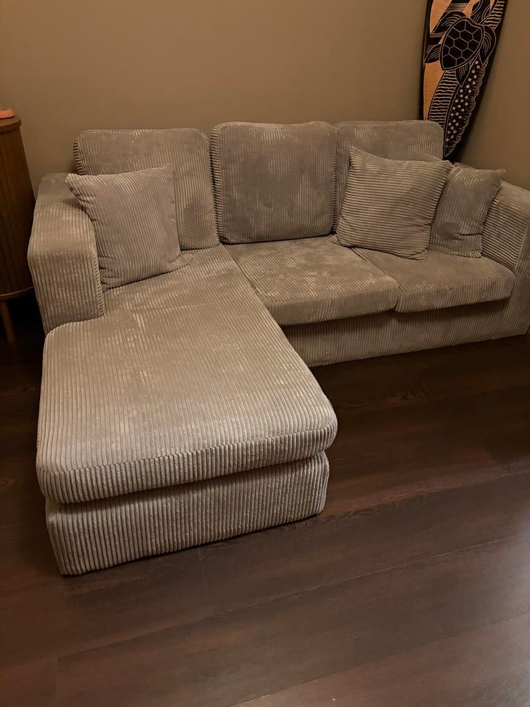 Zo goed als nieuwe ribstof bank van Seats and Sofa's, Huis en Inrichting, Banken | Bankstellen, Ophalen, 125 tot 150 cm, 150 tot 200 cm