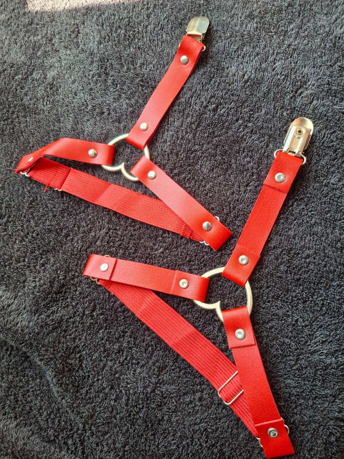 Rode jarretels in lederlook, Ophalen of Verzenden, Rood, Overige typen