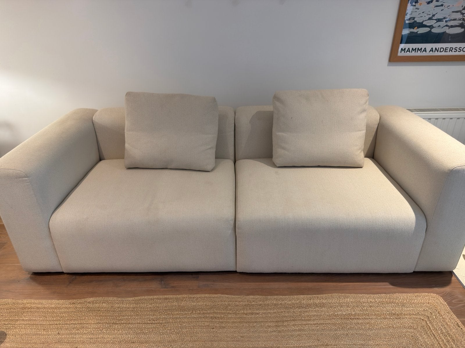 Hay Mags sofa in crème bouclé stof, Ophalen, Gebruikt, Driepersoons, 75 tot 100 cm