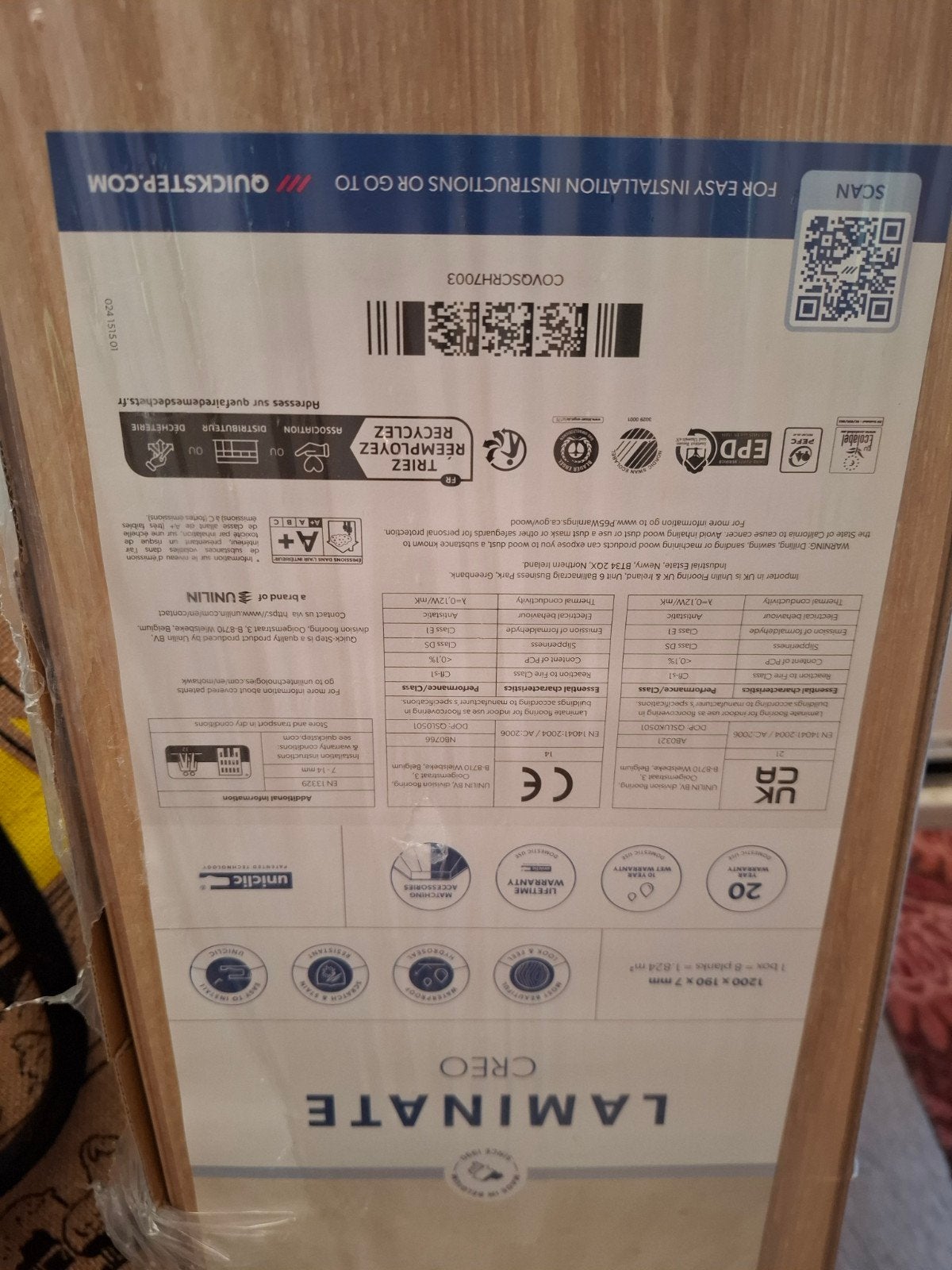 Quick-Step Creo Laminaat Vloerdelen - Nieuw in verpakking, Doe-het-zelf en Verbouw, Ophalen, Nieuw, 10 m² of meer, 10 tot 30 cm