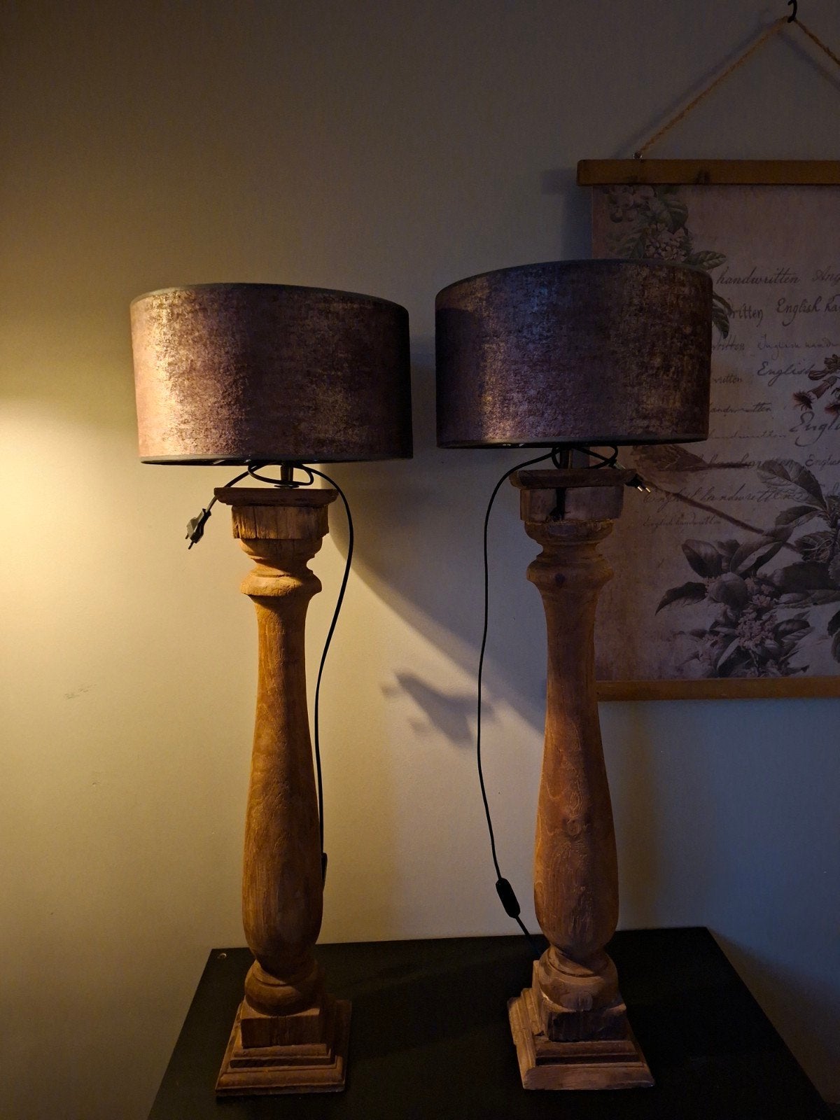 Landelijke baluster lampen bruin, Ophalen, Gebruikt, Overige merken, E27 (groot)