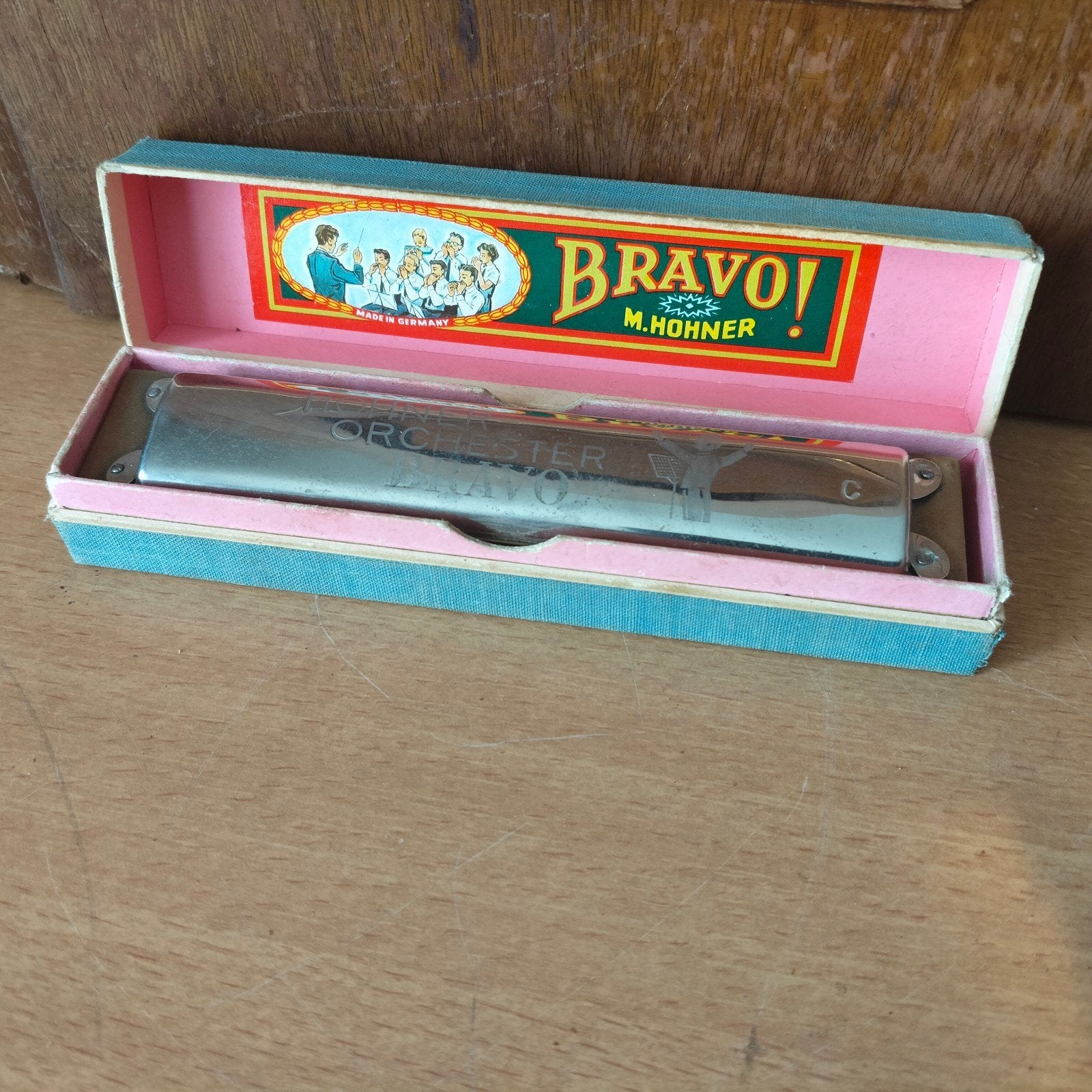 Hohner "Bravo!" mondharmonica in C met originele doos, Gebruikt, C-mondharmonica, Ophalen of Verzenden, Met koffer of doosje