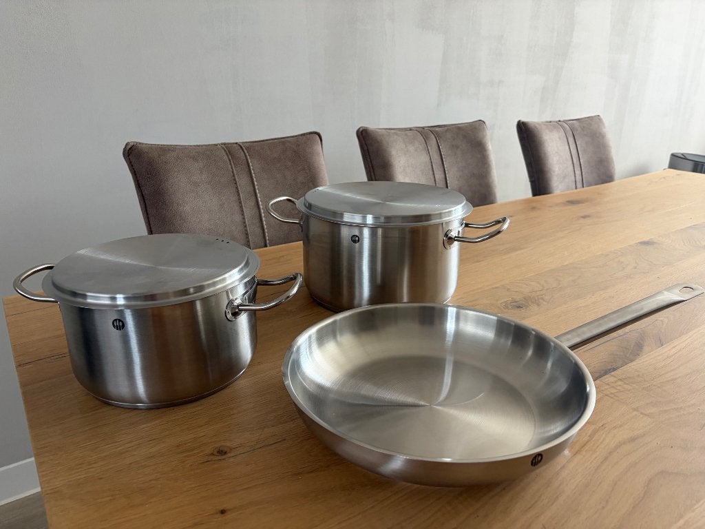 Nieuwe HENDI Kitchen Line RVS 3-delige pannenset, Ophalen, Geschikt voor inductie, Nieuw, Pannenset