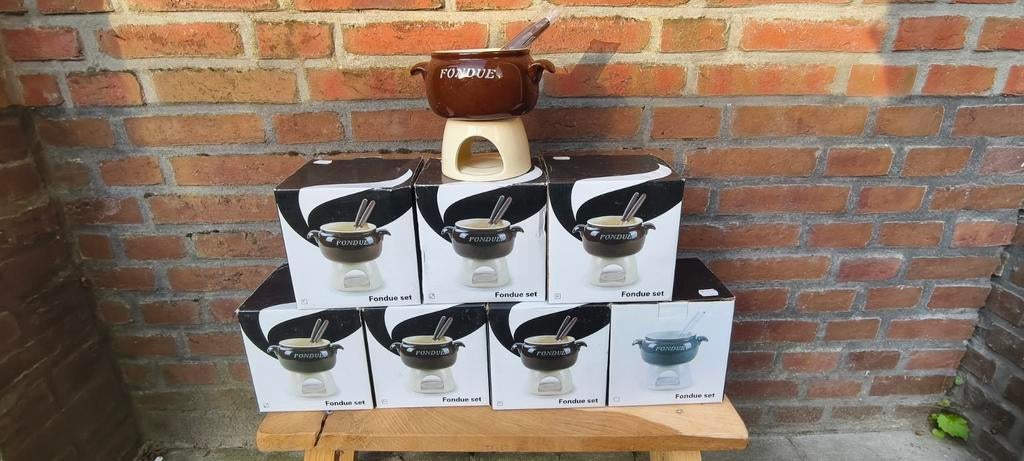 Mini kaasfondue set voor 2 personen - Nieuw en gebruikt, Overige typen, Ophalen of Verzenden, Zo goed als nieuw, Steen/keramiek