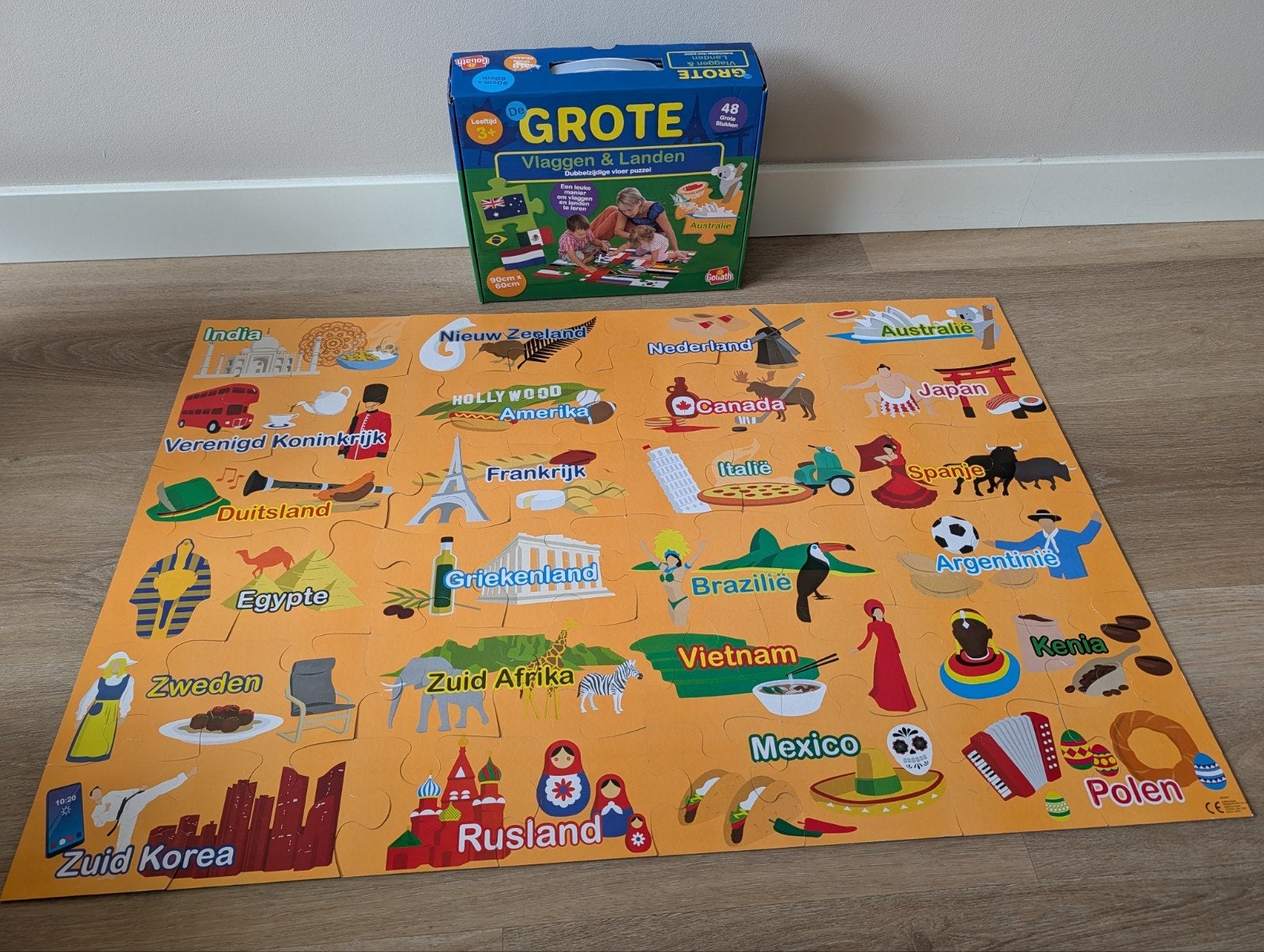 Grote vlaggen en landen puzzel dubbelzijdig, Ophalen
