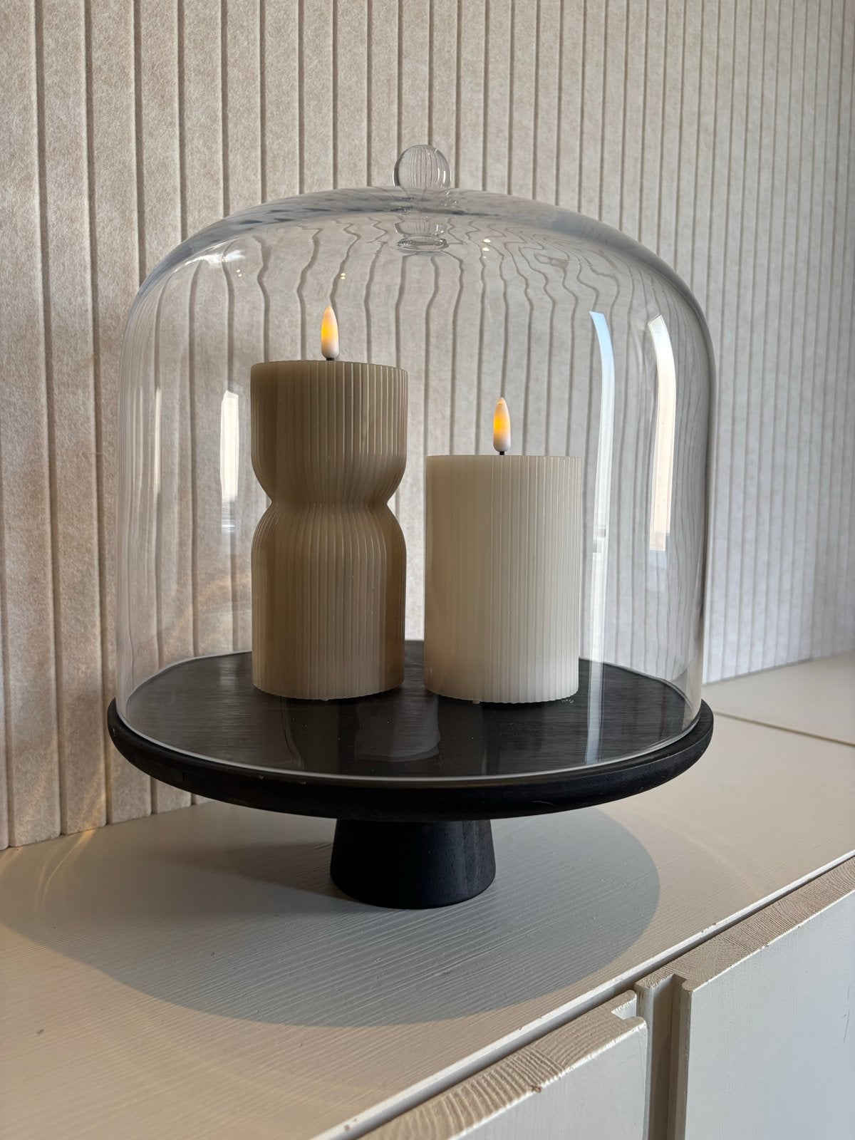Glazen stolp met zwarte houten voet, Ophalen, Modern, Glas, Gebruikt