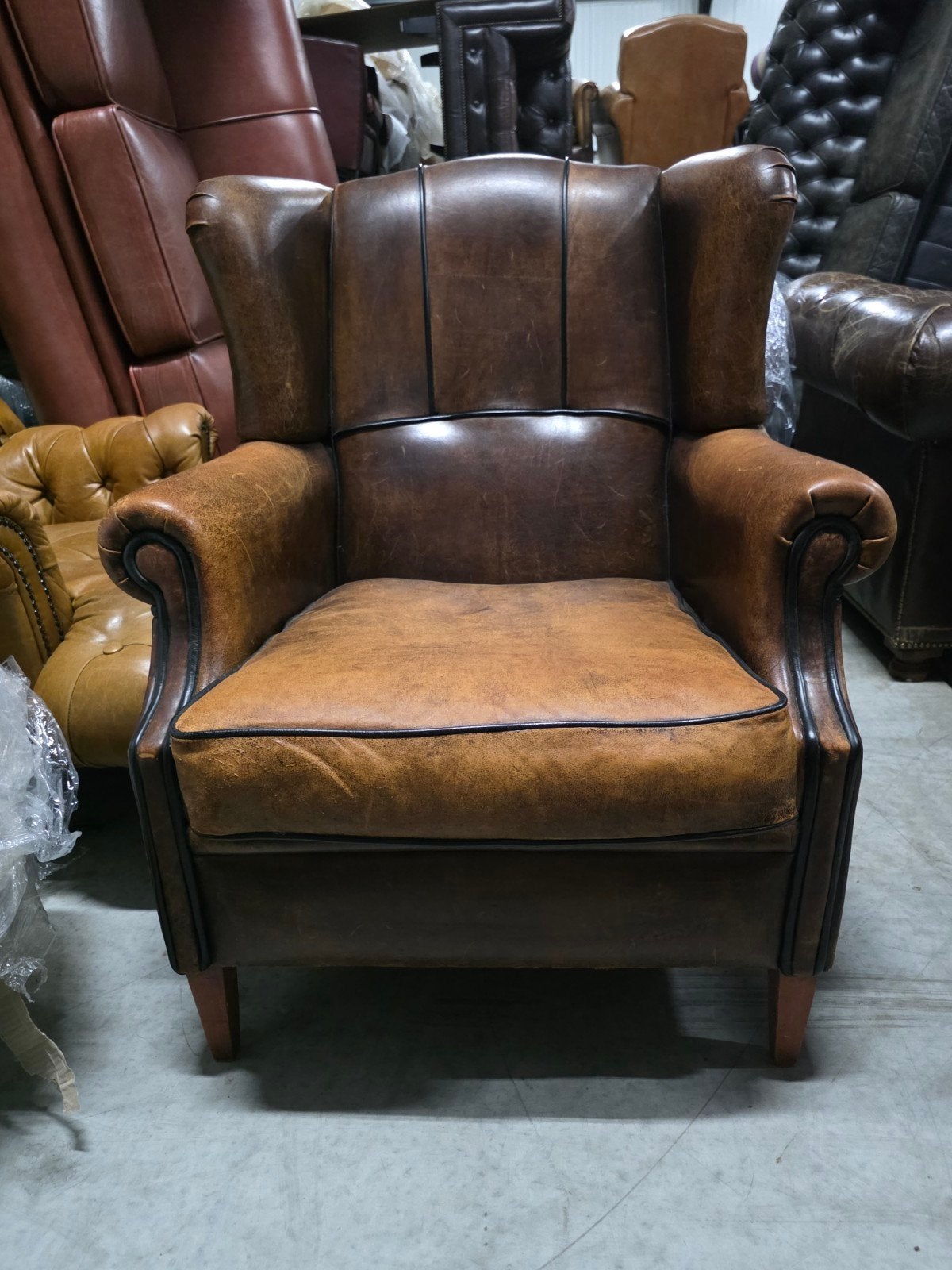 Schapenleren oor fauteuil Kings Chesterfield + BEZORGING, Ophalen of Verzenden