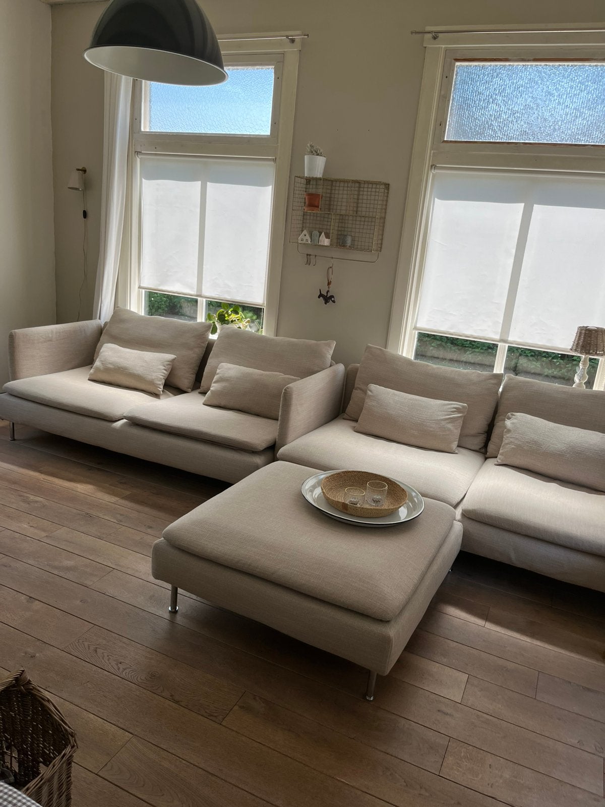 Ikea Soderhamn Beige Banken met Hocker, Huis en Inrichting, Ophalen, Zo goed als nieuw