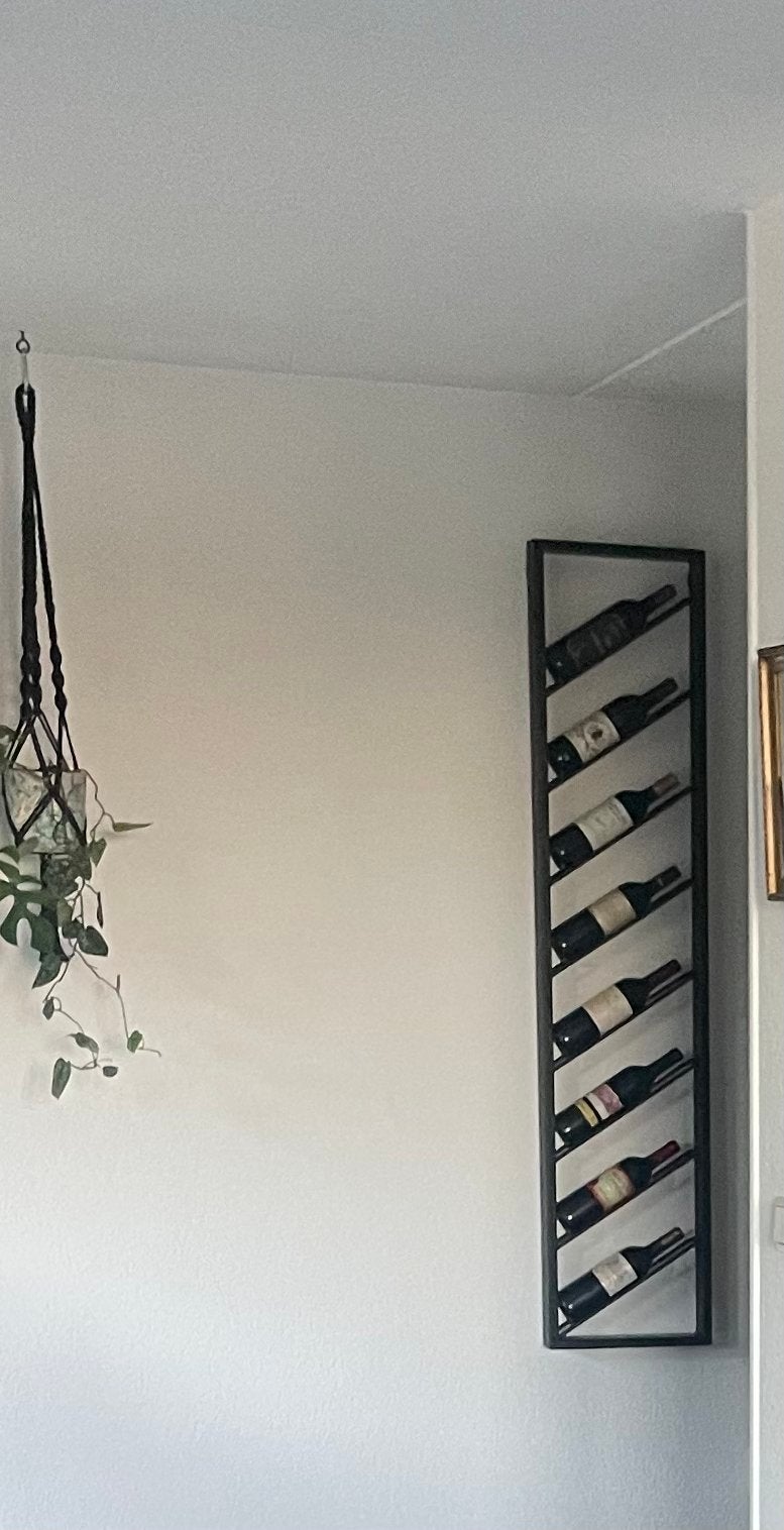 Stalen wijnrek hangend, Huis en Inrichting, Ophalen, Zo goed als nieuw, Metaal, 5 tot 15 flessen