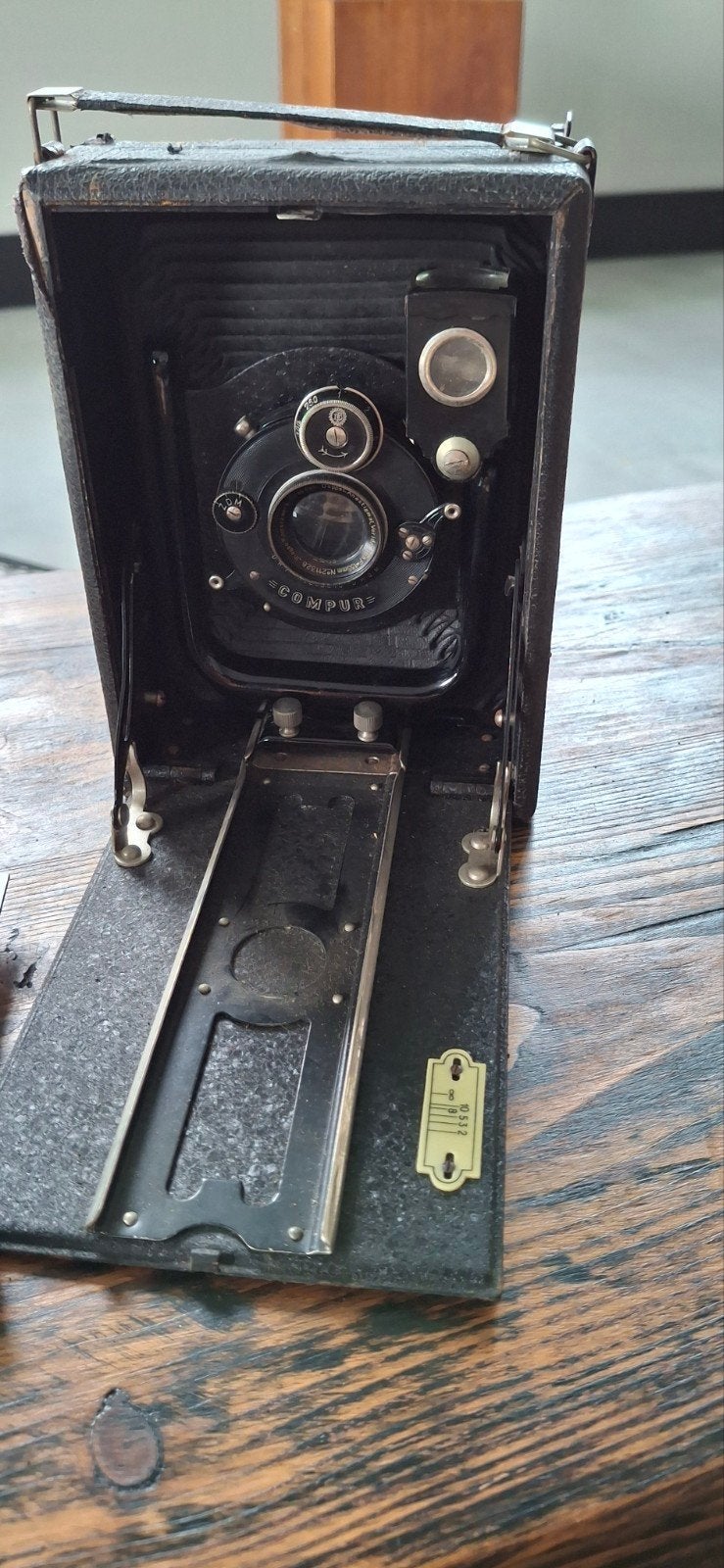 Antieke opvouwbare camera met Compur sluiter, Ophalen of Verzenden