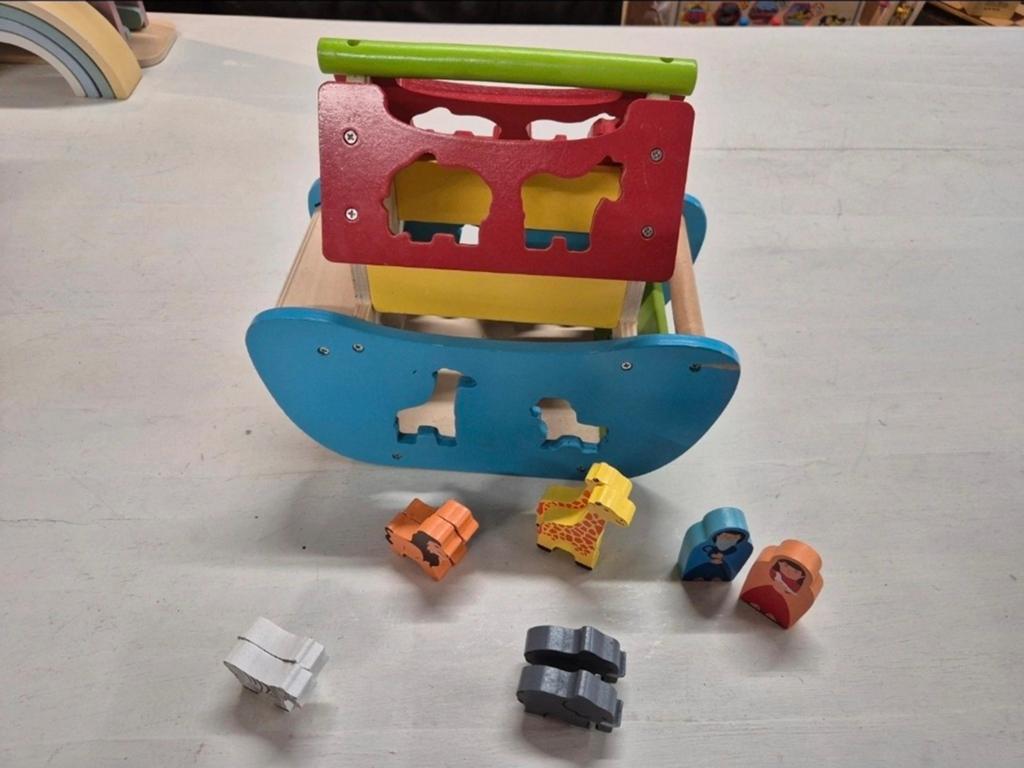 Houten Noah's Ark met Dieren Speelset, Ophalen of Verzenden, Gebruikt, Overige typen