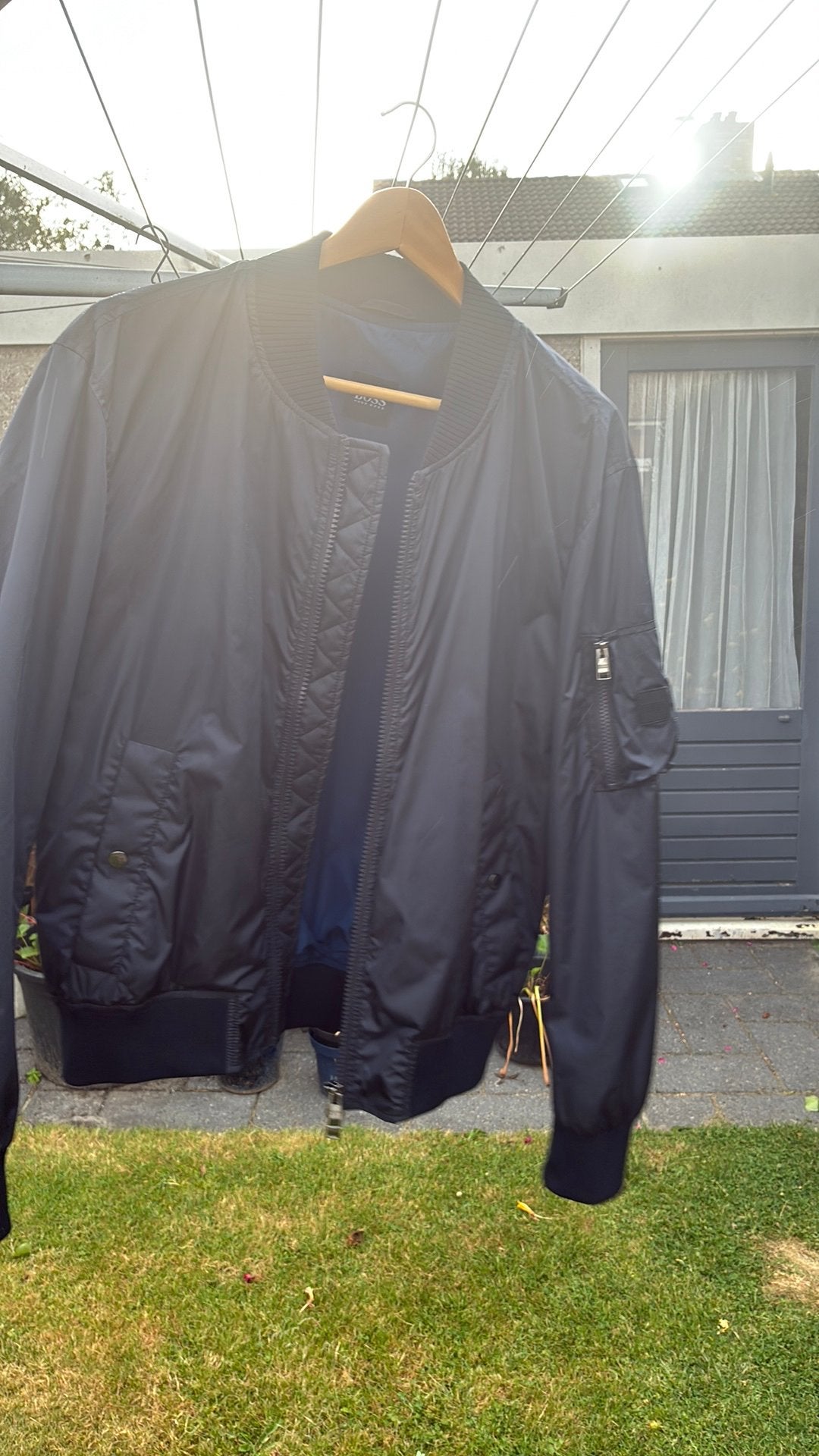 Prachtig zgan donkerblauw jack van Hugo Boss ., Ophalen of Verzenden, Zo goed als nieuw, Blauw