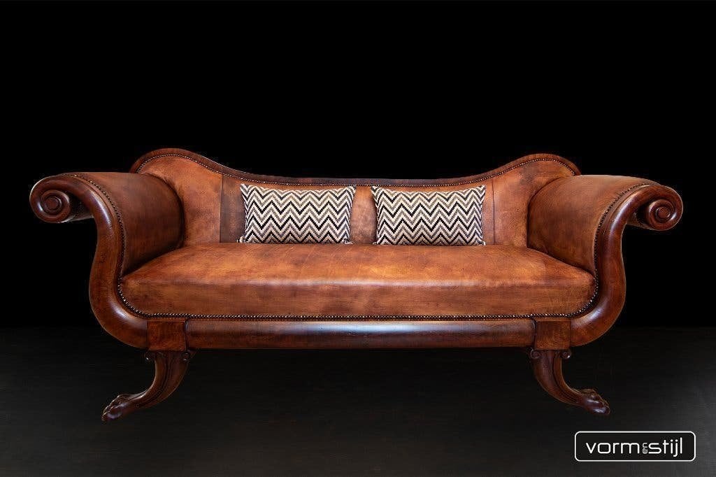 Biedermeier architectuur sofa bank, Ophalen, Minder dan 75 cm, Driepersoons, Zo goed als nieuw