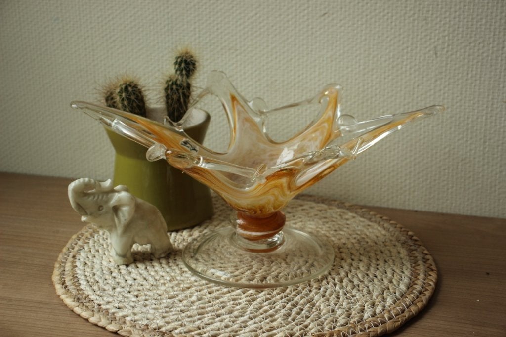 Vintage italiaans amber glas sterkom, Antiek en Kunst, Antiek | Glas en Kristal, Ophalen of Verzenden