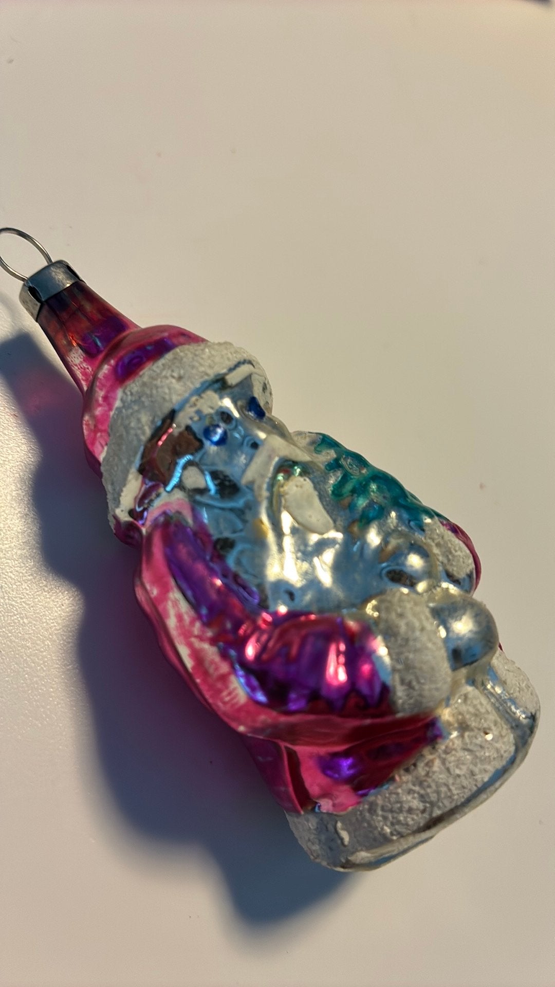 Vintage antieke kerstbal, kerstman roze, Diversen, Ophalen of Verzenden, Zo goed als nieuw
