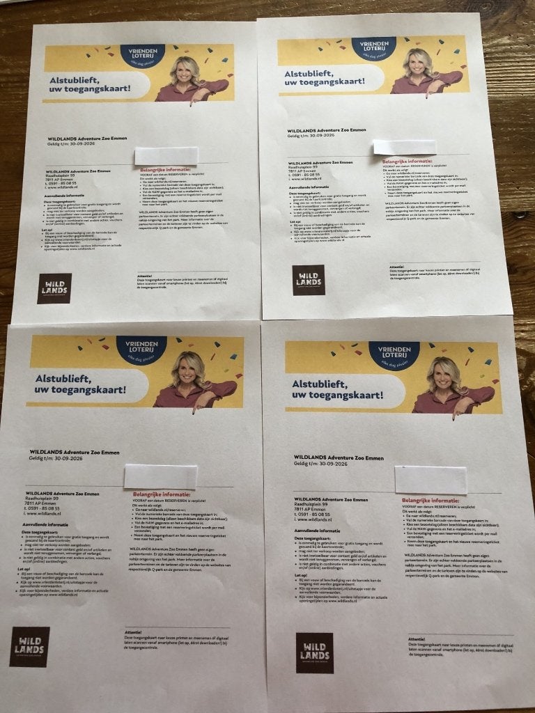4 tickets/kaartjes Wildlands Adventure Zoo Emmen dierentuin, Tickets en Kaartjes, Recreatie | Dierentuinen, Drie personen of meer