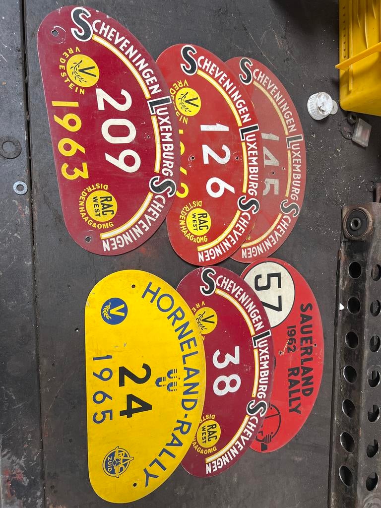 Aluminium rally schild Scheveningen Luxemburg jaren '60, Ophalen, Gebruikt, Auto's