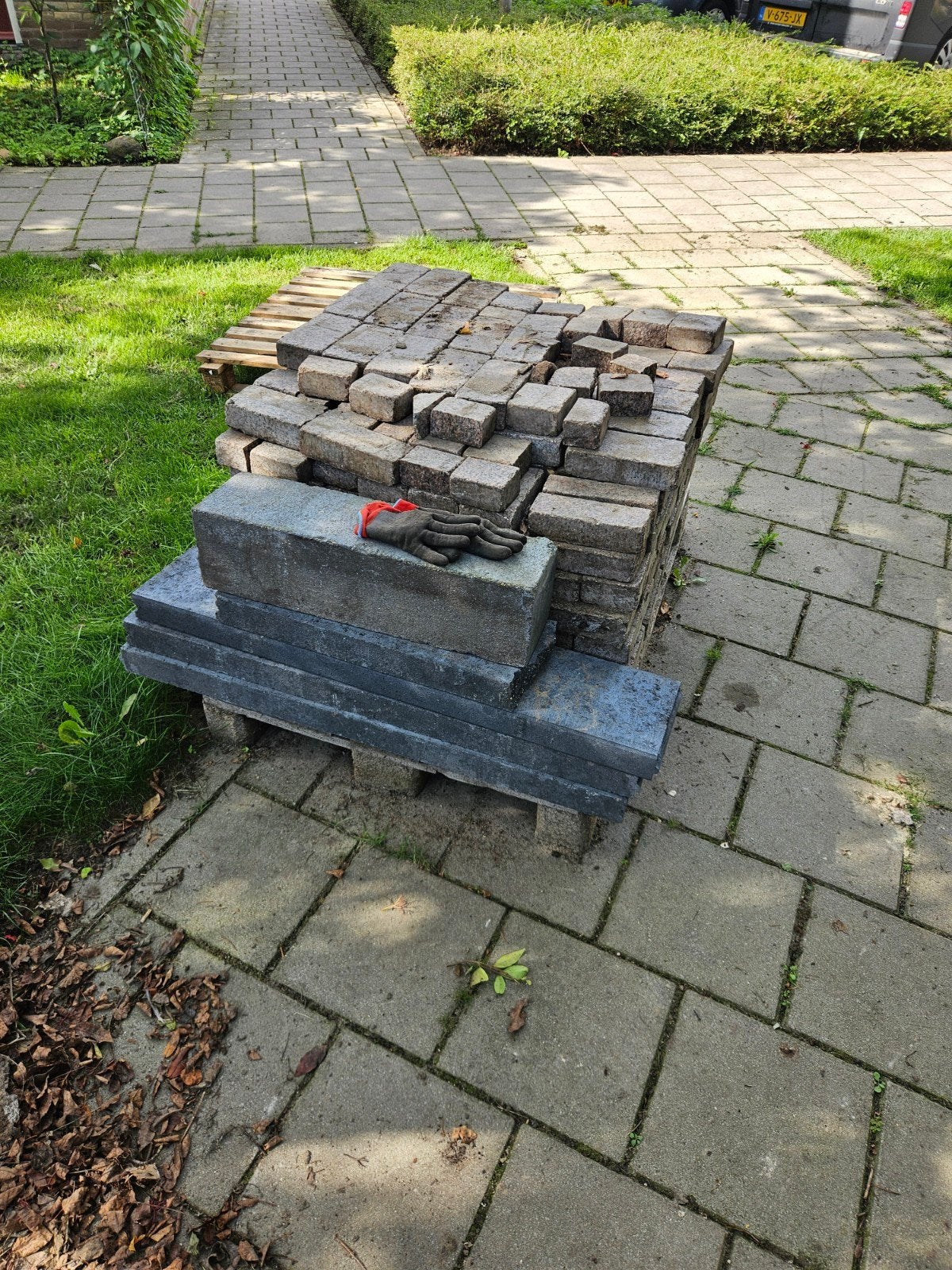 5m² Graniet Tuinstenen 10x20x5 cm, Ophalen, Gebruikt, Klinkers, 5 tot 10 m²