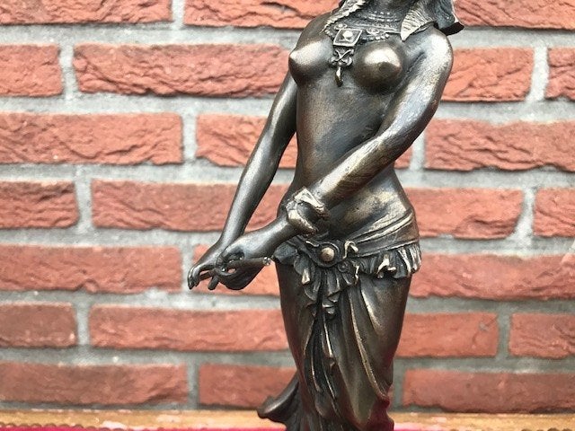 oud bronzen beeld, Cleopatra met staf, Art deco, Ophalen of Verzenden, Brons, 20 - 50 cm