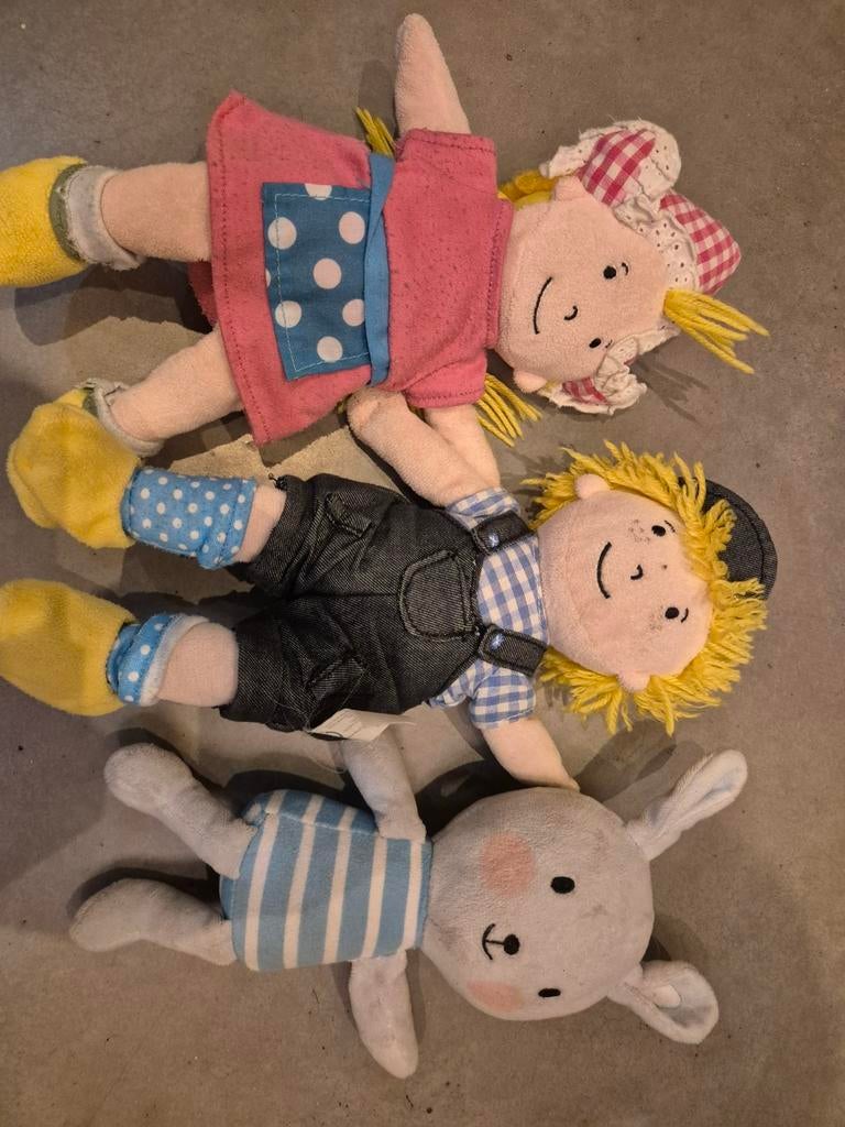 Fien en Teun en mevr konijn knuffels - Set van 3, Kinderen en Baby's, Speelgoed | Knuffels en Pluche, Ophalen, Gebruikt, Overige typen