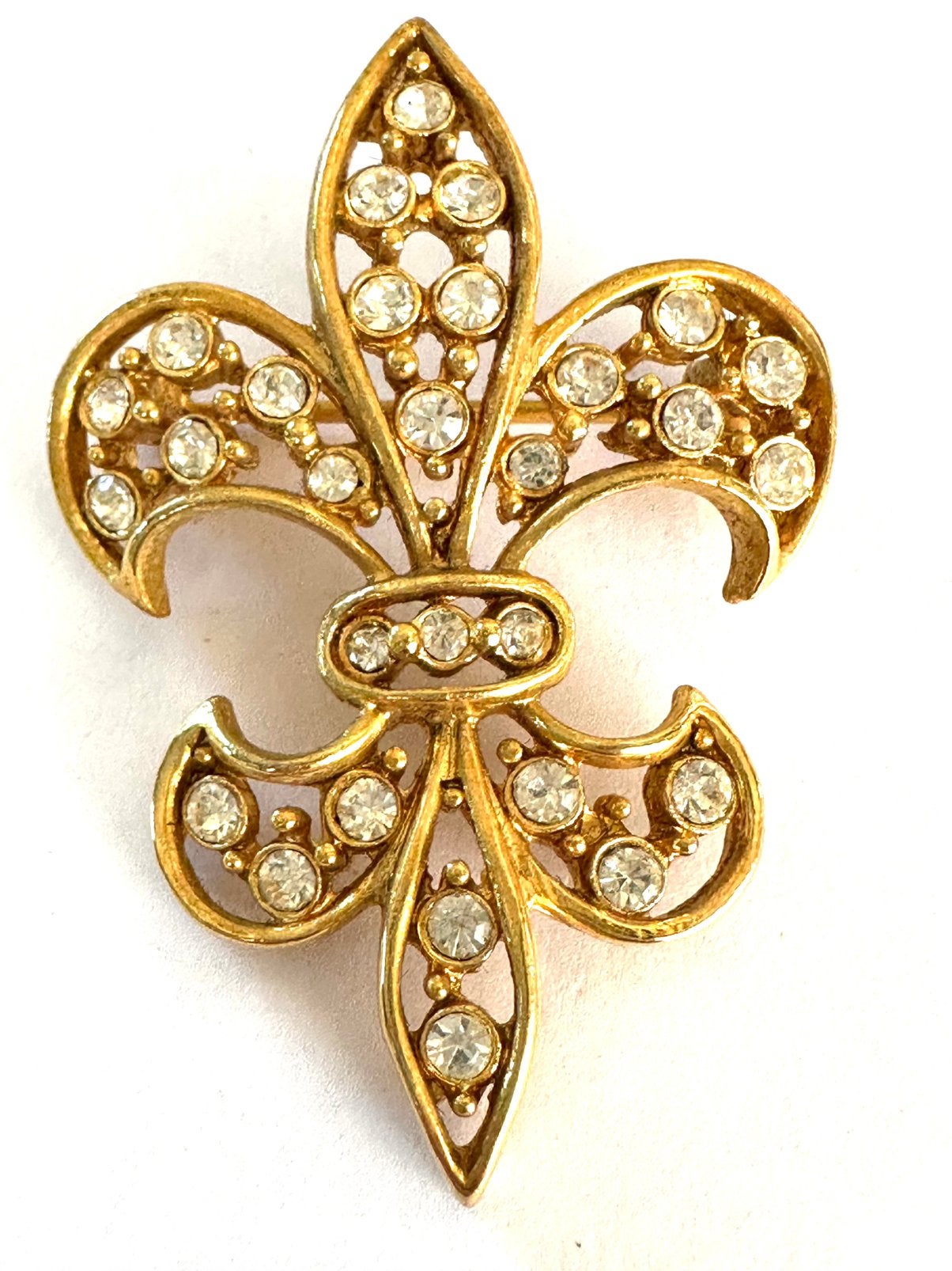 Franse vintage “Fleur de Lis” broche, Overige materialen, 4 tot 7 cm, Gebruikt, Ophalen of Verzenden