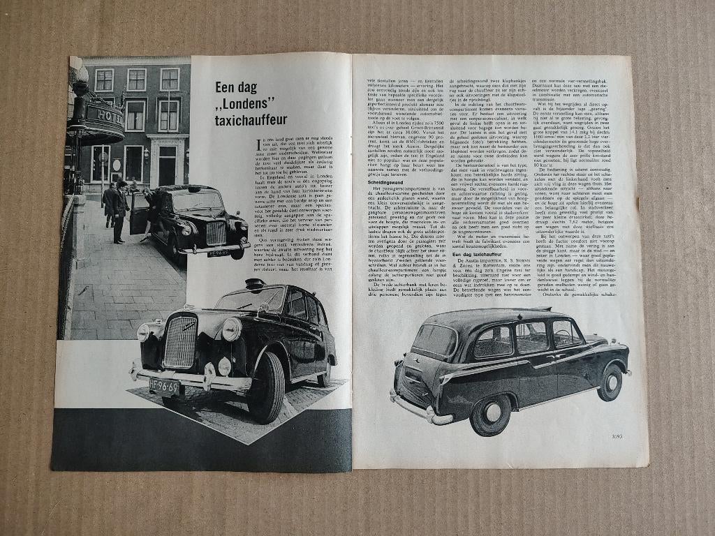 Auto Test (uit oud tijdschrift) Austin/ Londen Taxi (1967), Verzamelen, Verzenden, Gebruikt, Auto's