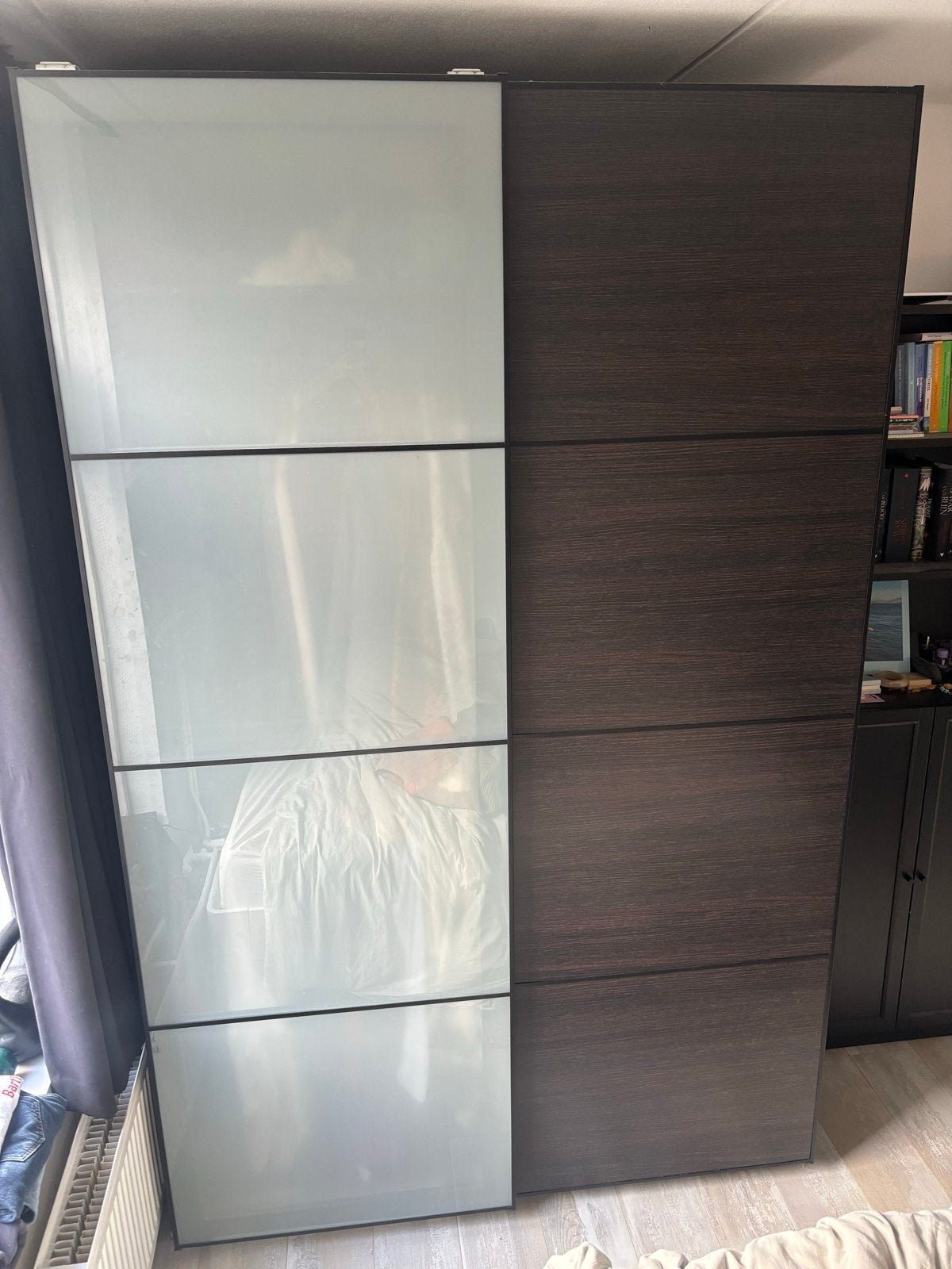 IKEA Pax Kast met een Groene Glazen Deur en Lades, Ophalen, 200 cm of meer, 150 tot 200 cm, Met lade(s)