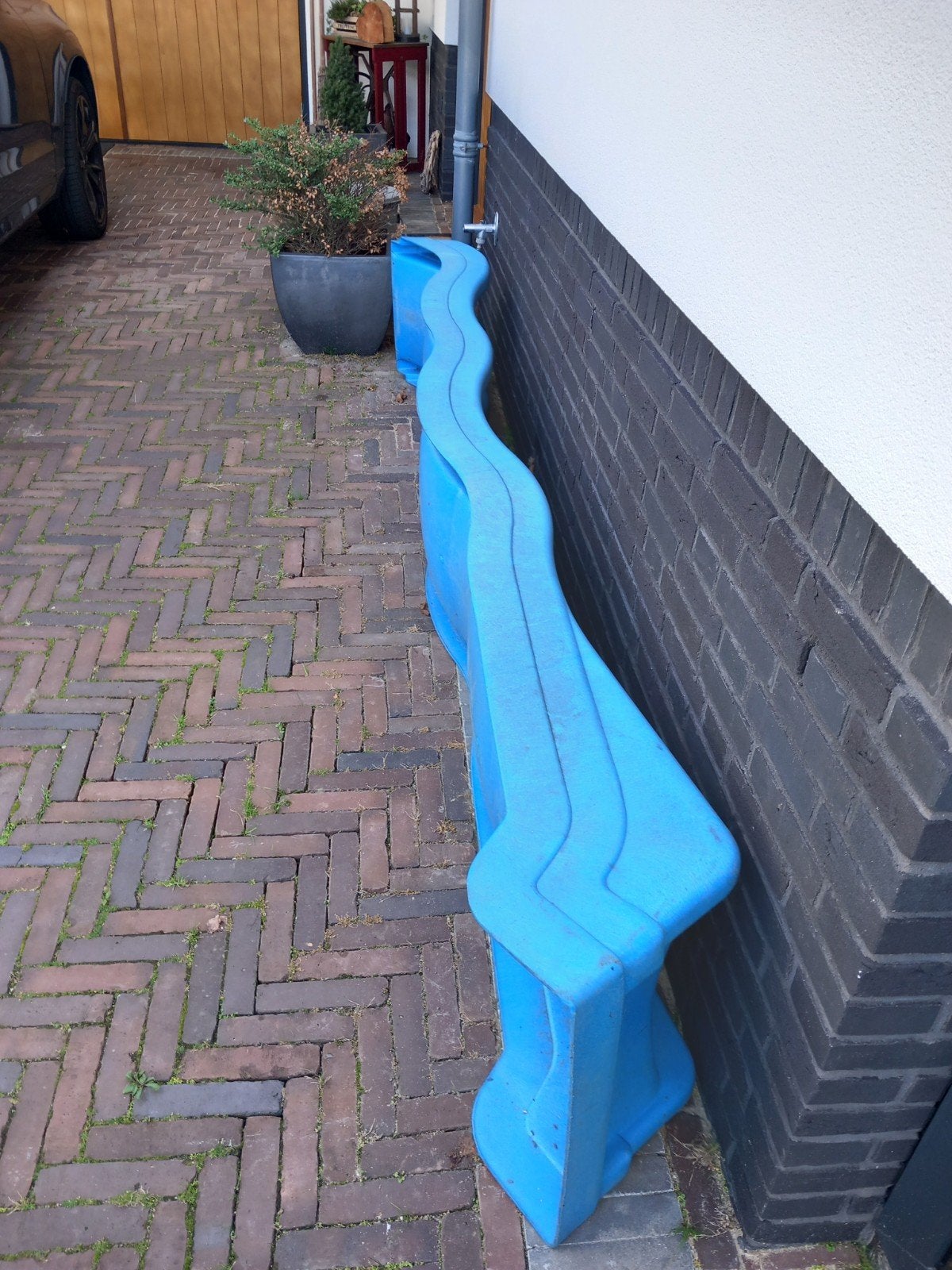 Blauwe kunststof glijbaan voor sloot of zwembad, Ophalen, Gebruikt