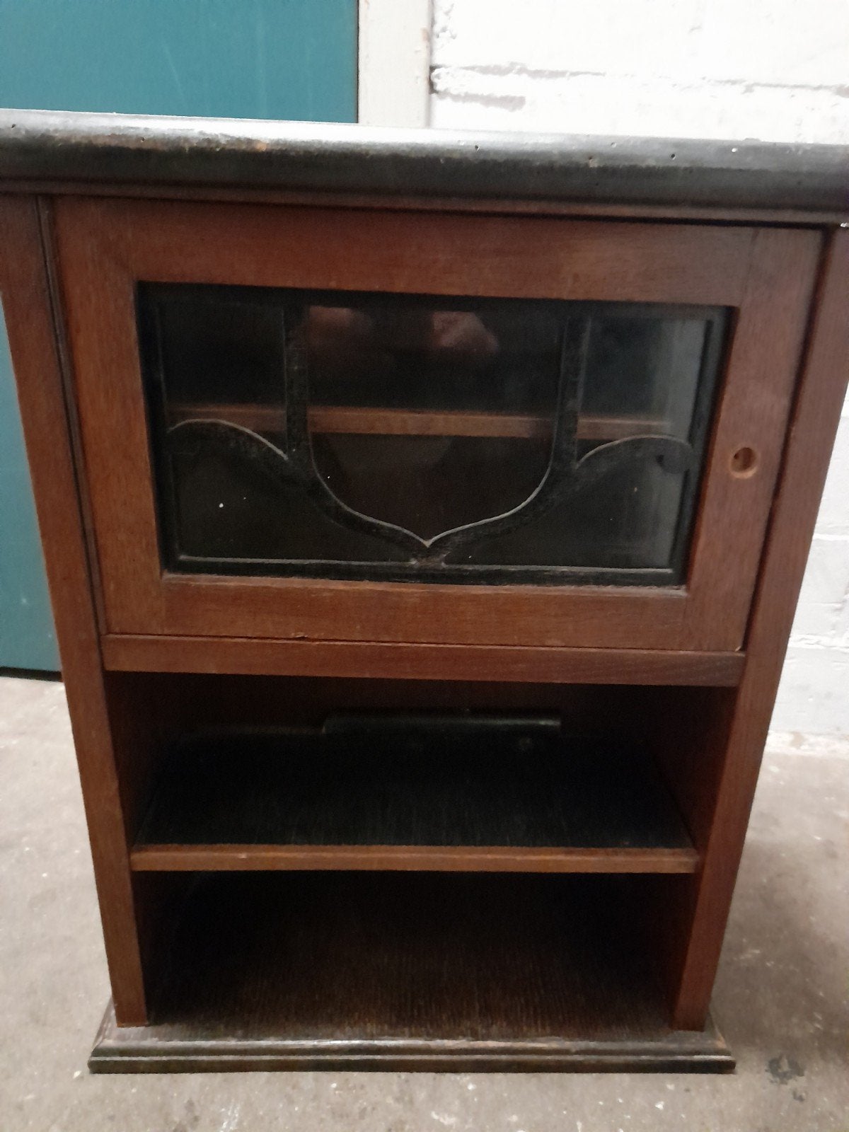 Vintage Houten Wandkastje met Glazen Deur, Ophalen of Verzenden
