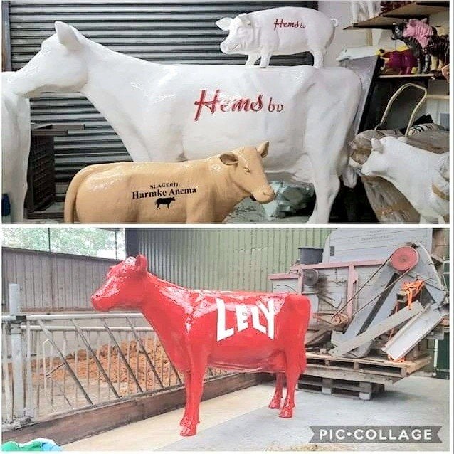 Dierenbeeld koe elke Kleur of Koe met Reclame tekst of Logo, Ophalen, Nieuw, Kunststof, Dierenbeeld