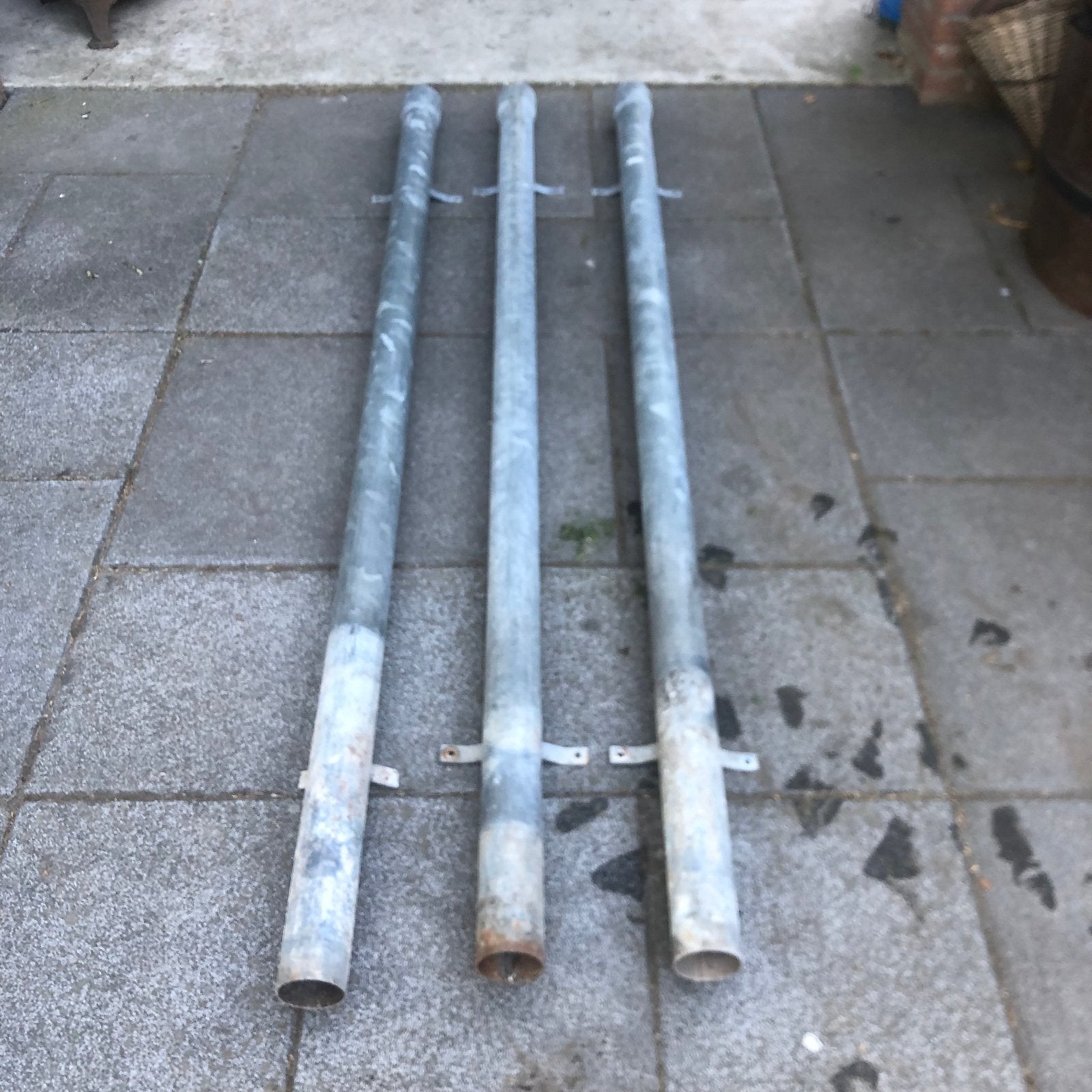 Verzinkte regenpijpen (3 stuks), Afvoer, Gebruikt, 2 tot 4 meter, 60 tot 80 mm