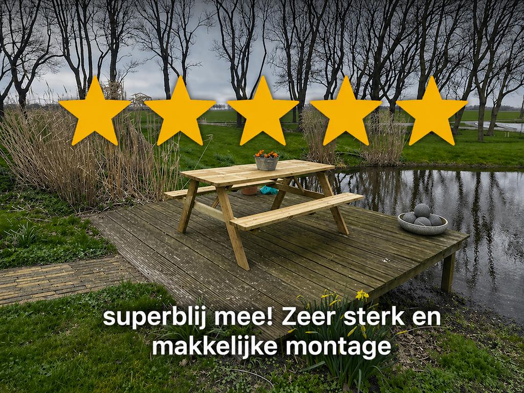 Picknicktafel 180cm 6pers |robuust| geïmpregneerd opklapbaar, Tuin en Terras, Picknicktafels, Ophalen, Nieuw, Inklapbaar, Rechthoekig