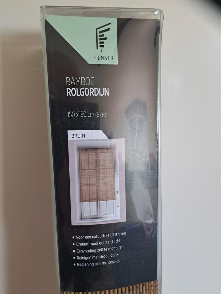 2 nieuwe Bamboe Rolgordijn Bruin 150x180 cm, Huis en Inrichting, Stoffering | Gordijnen en Lamellen, Ophalen, Natuurlijk, Bamboe, Rustiek