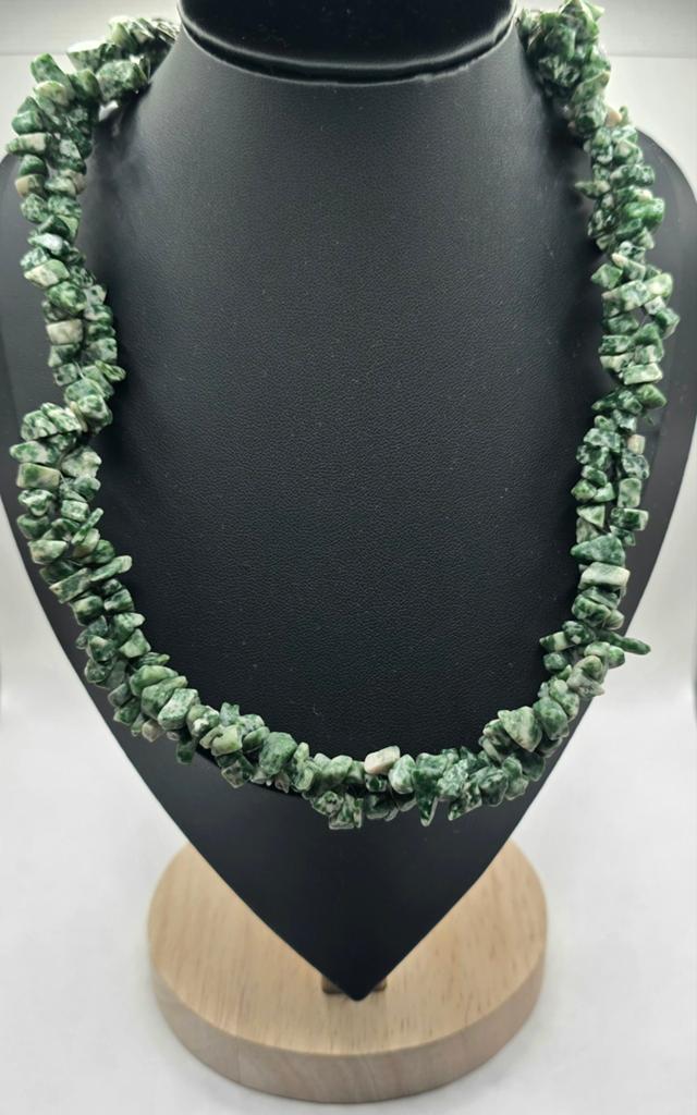 Olijfgroene Splitketting Serafiniet, Sieraden, Tassen en Uiterlijk, Ophalen of Verzenden, Zo goed als nieuw, Zilver, Overige materialen