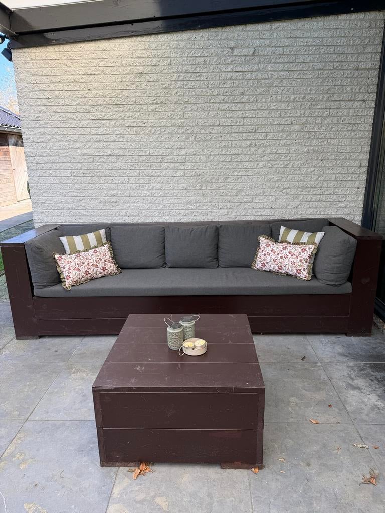 Buitenbank met bijzettafel, Tuin en Terras, Tuinsets en Loungesets, Ophalen, 4 zitplaatsen, Zo goed als nieuw, Loungeset