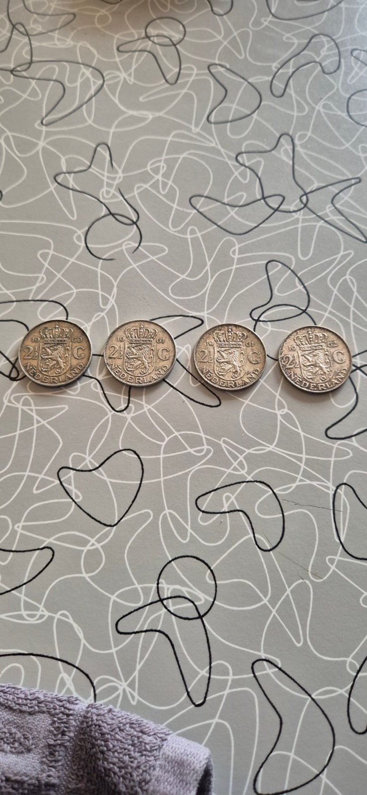 Zilveren Rijksdaalders 1960, 1961 (2x), 1962, Koningin Juliana, Setje, Zilver, Ophalen of Verzenden