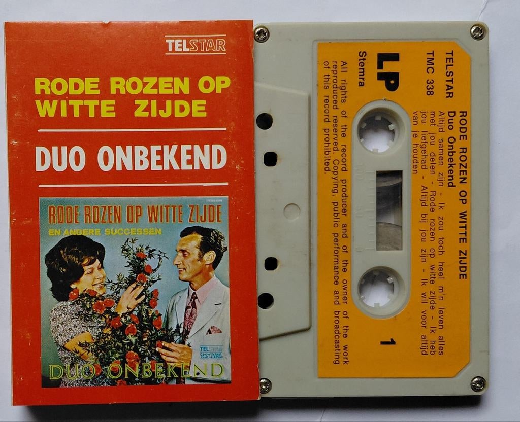 TMC  - 338. Duo Onbekend.  Rode rozen op witte zijde., Ophalen of Verzenden, Zo goed als nieuw, Nederlandstalig, 1 bandje