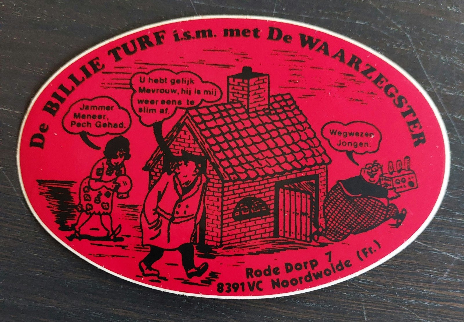 Sticker Billie Turf De Waarzegster Noordwolde piratenzender, Ophalen of Verzenden