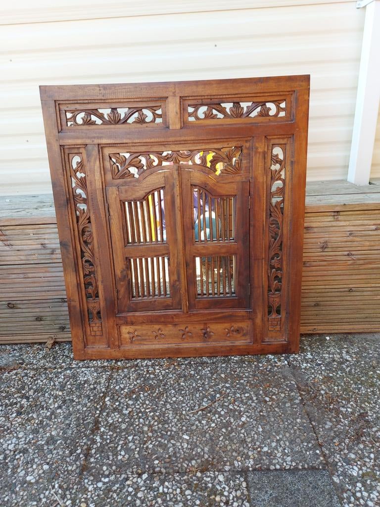 Oosters raamluik met spiegel, Ophalen of Verzenden, Rechthoekig, 50 tot 100 cm, Minder dan 100 cm