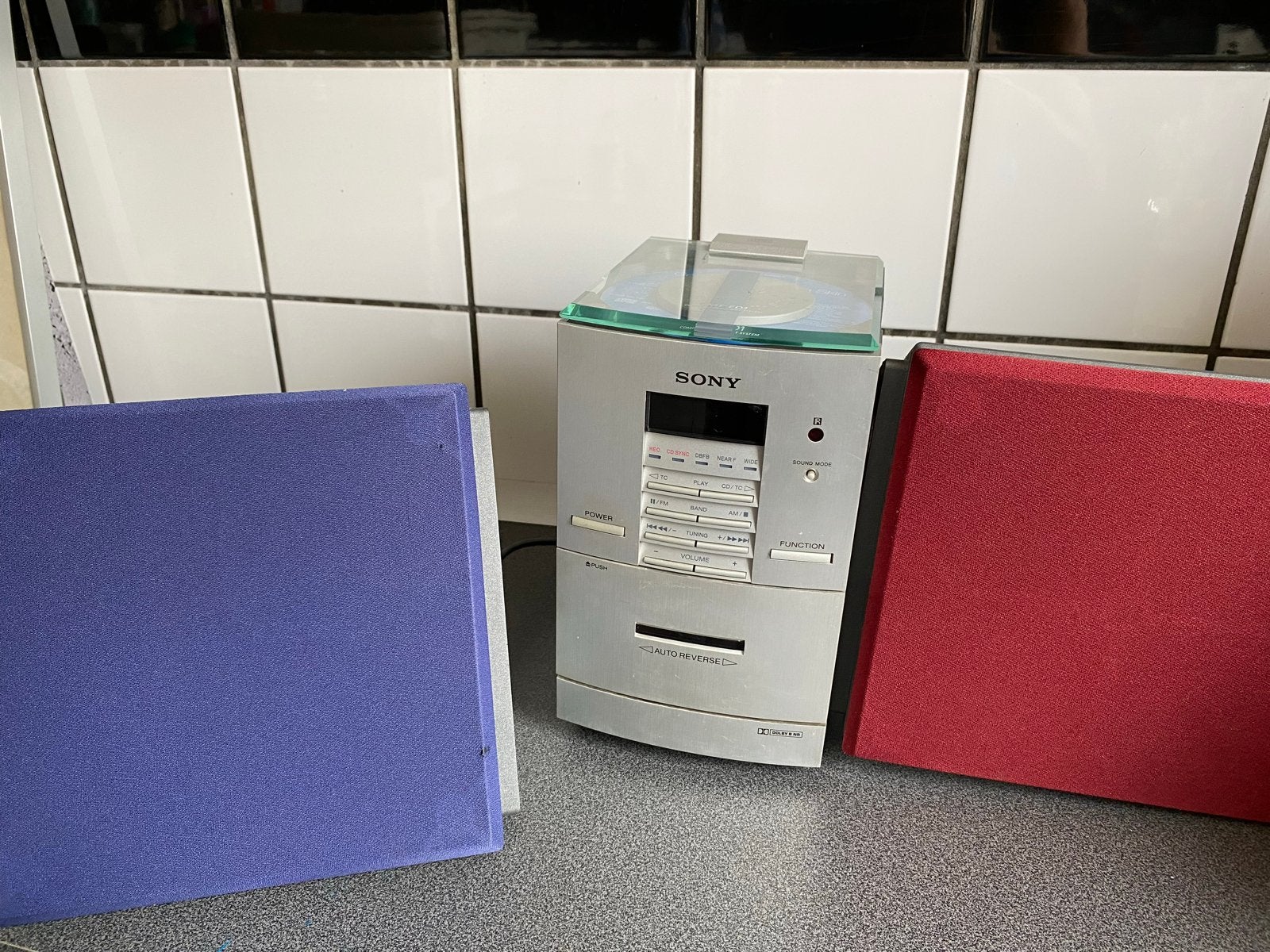 Sony Radio-cassette-cd speler met 2 boxen en afstandsbedieni, Gebruikt, Cassettedeck, Ophalen of Verzenden, Microset