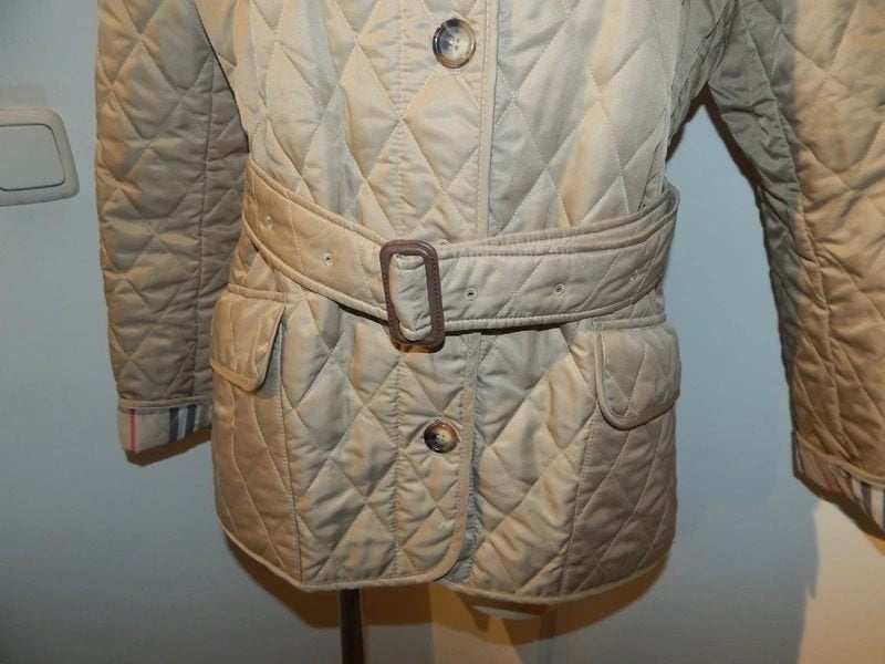 Burberry tussen jas beige ruit voering details met riem ZGAN, Maat 38/40 (M), Verzenden, Beige, Zo goed als nieuw