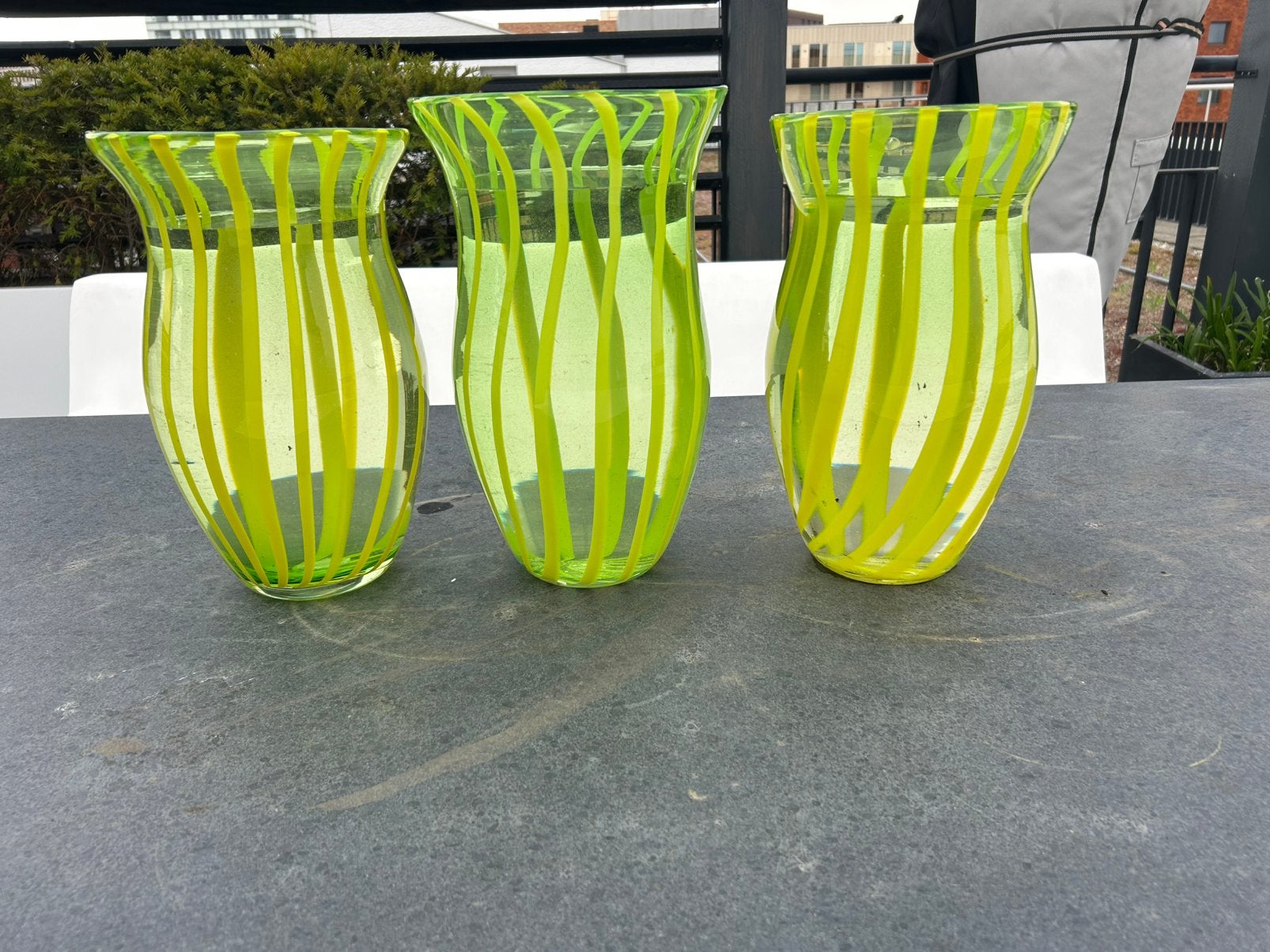 polls potten vazen  lime groen 3x, Overige kleuren, Ophalen of Verzenden, Minder dan 50 cm, Glas